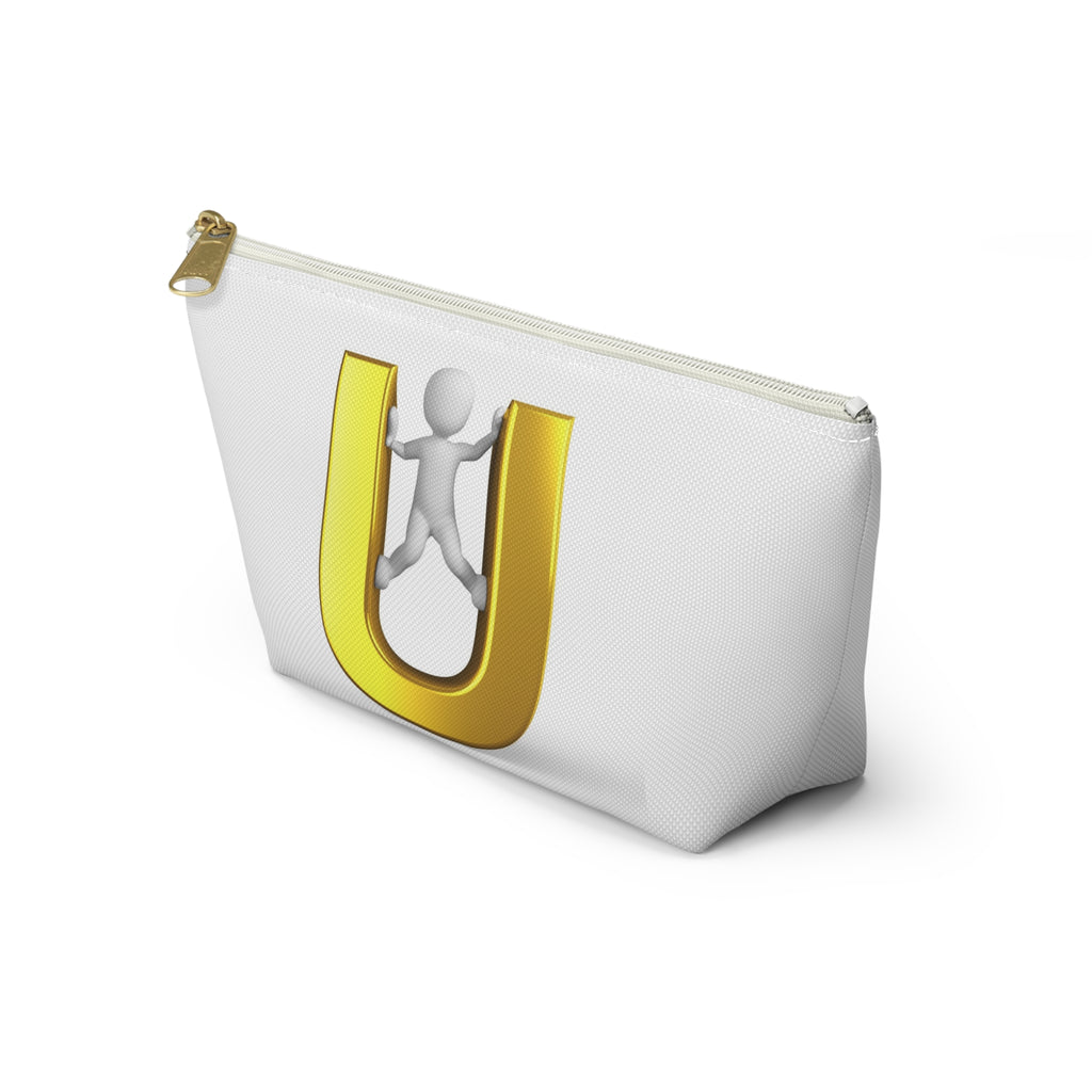 Gold Letter U with Climber Accessory Pouch | T-Bottom Zip Pouch