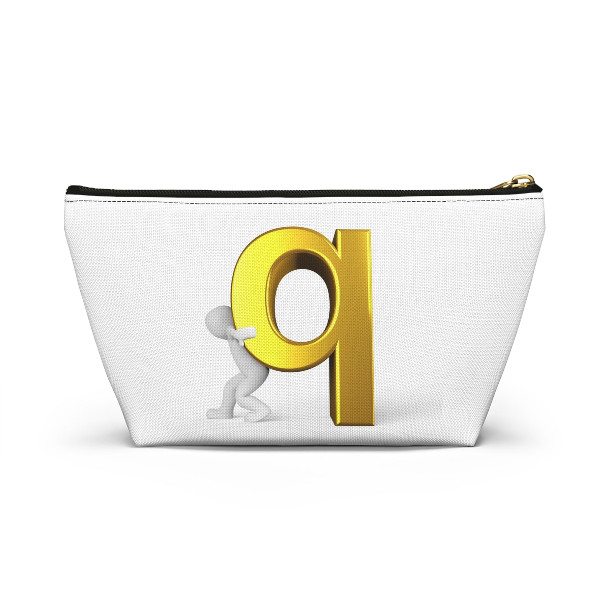 Gold Letter Q Monogram Accessory Pouch | T-Bottom Makeup Bag