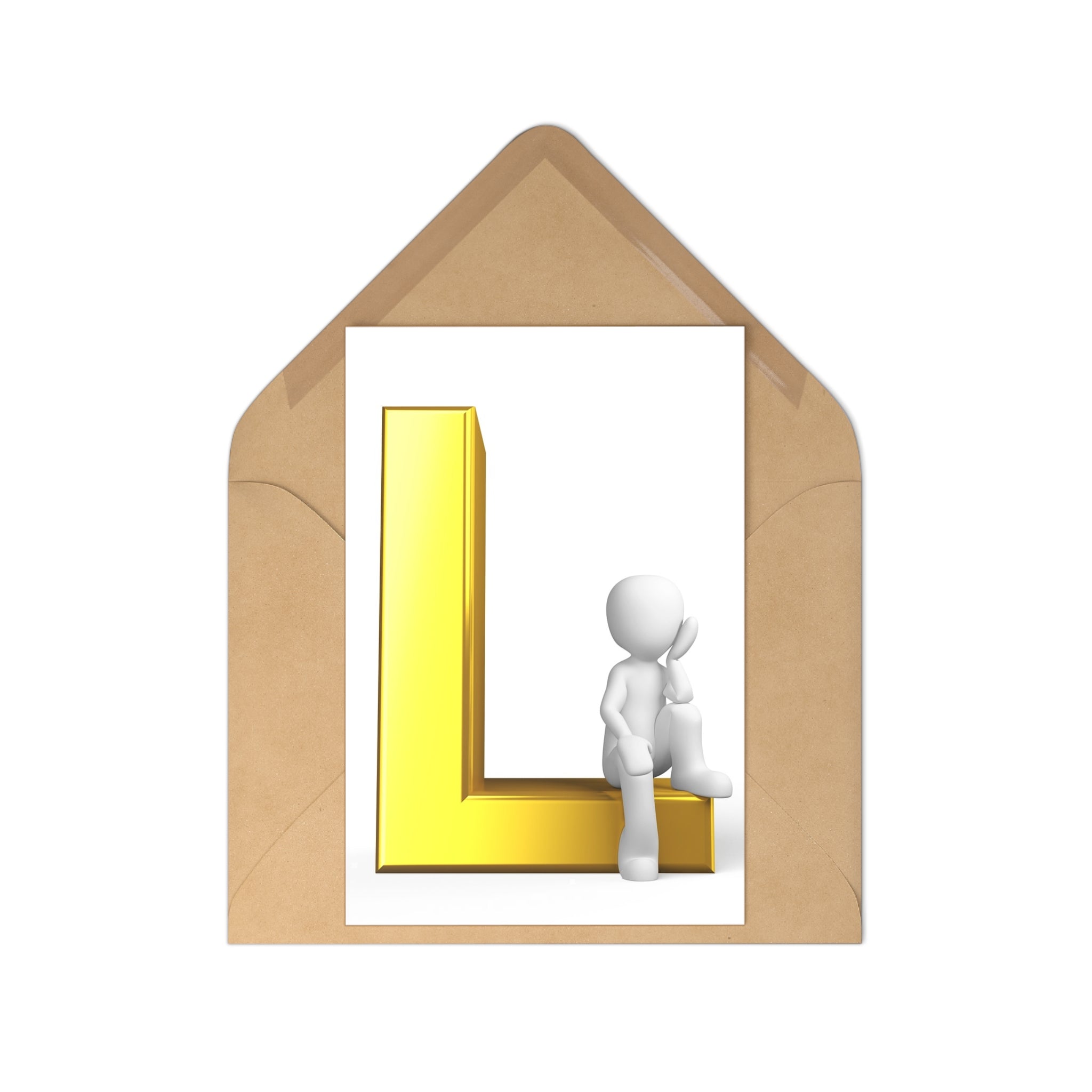 Gold Letter L Postcards (7 pcs) | Alphabet Initial Stationery