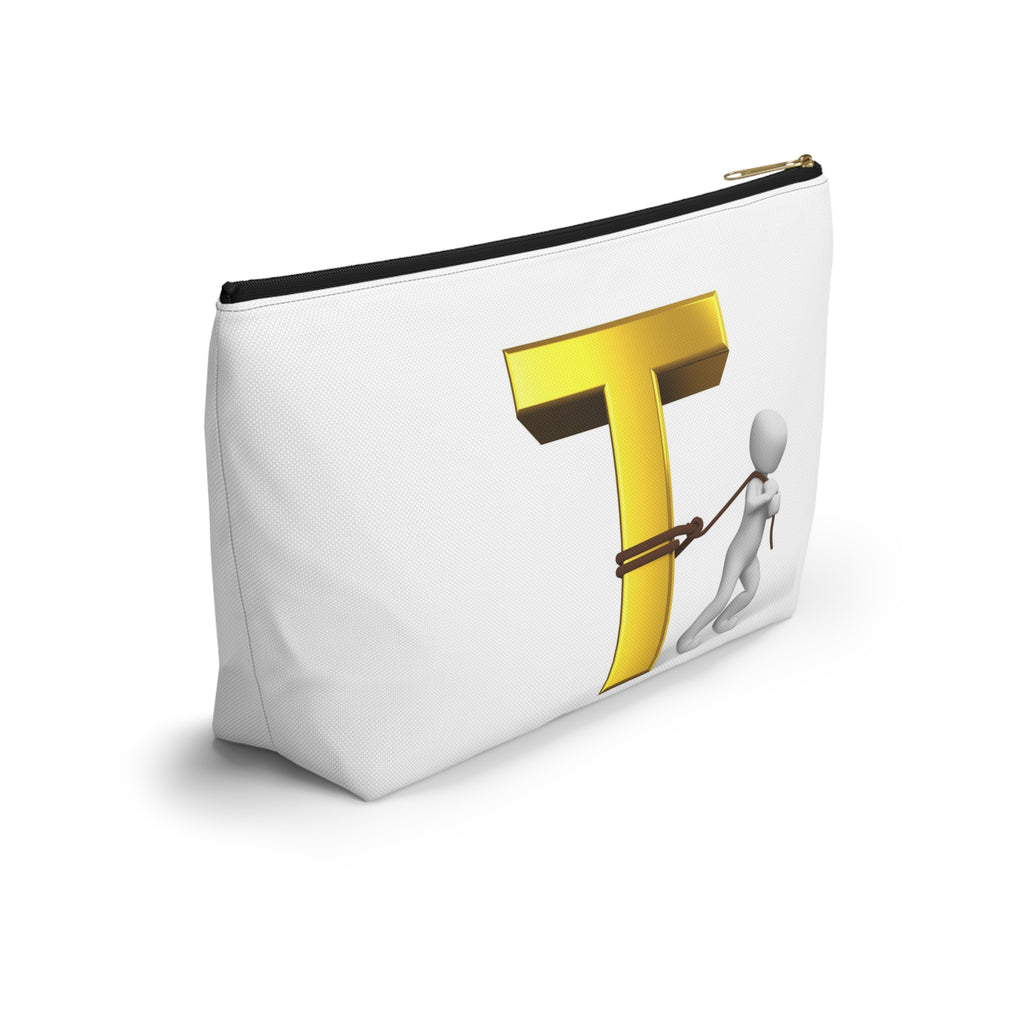 Gold Letter T with Person Pulling Rope Accessory Pouch