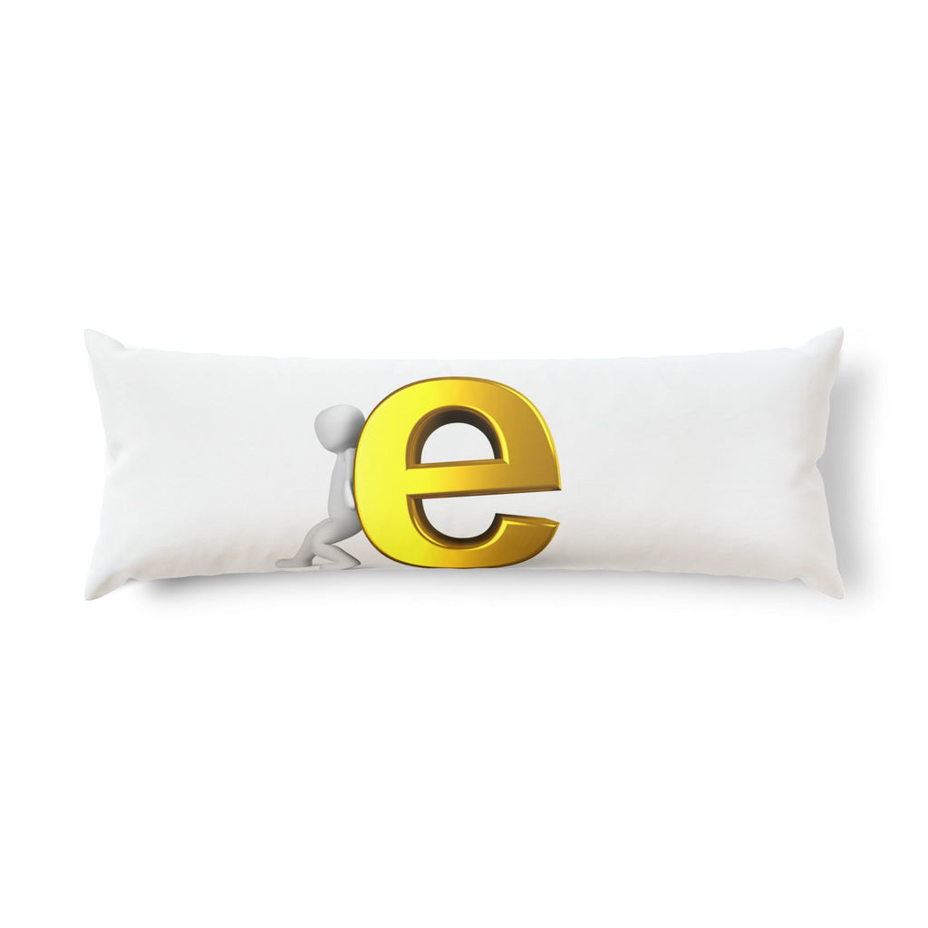Gold Letter E Illustration Body Pillow | Monogram Initial Lumbar Pillow