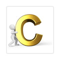 3D Gold Letter C with Pushing Figure Sticker | Kiss-Cut Sticker
