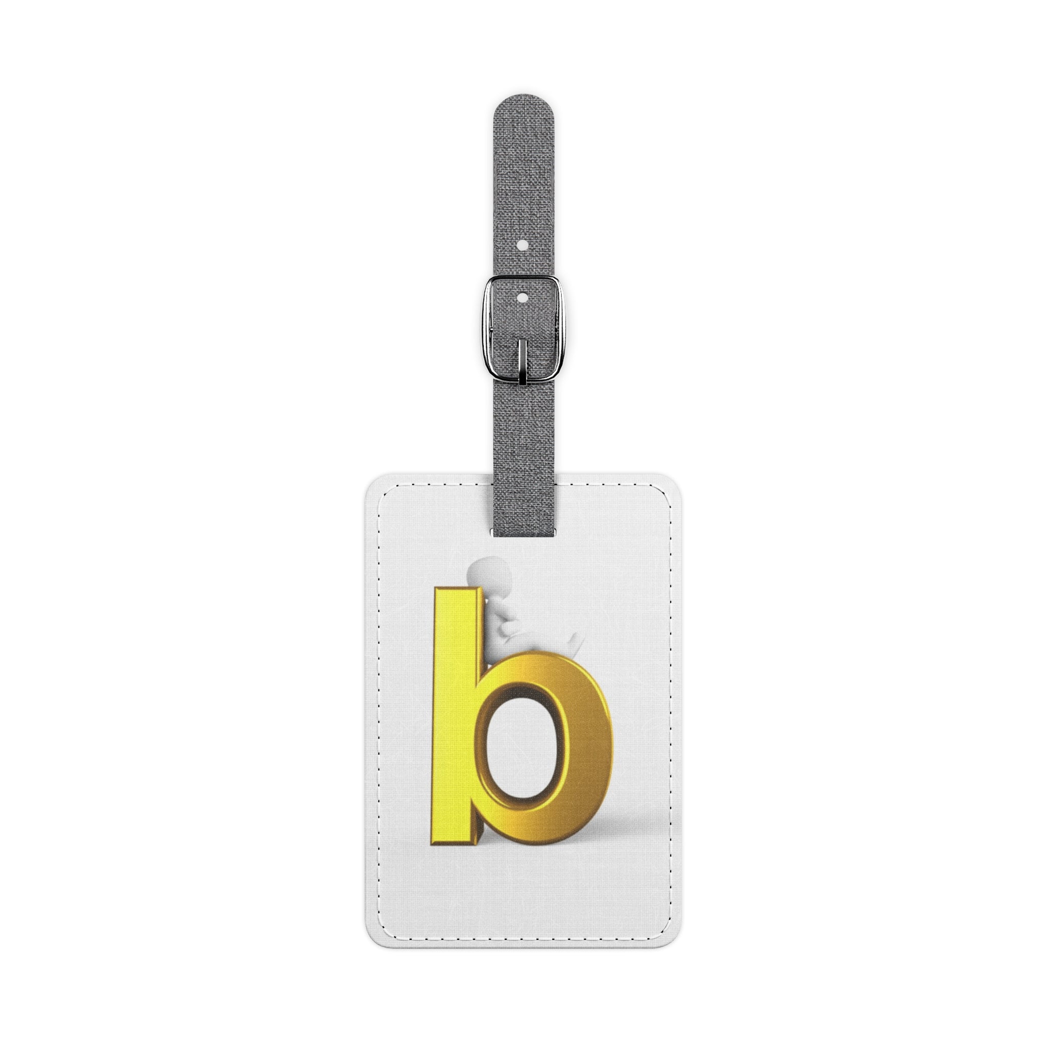 Gold Letter B monogram Luggage Tag | Rectangle Saffiano Polyester