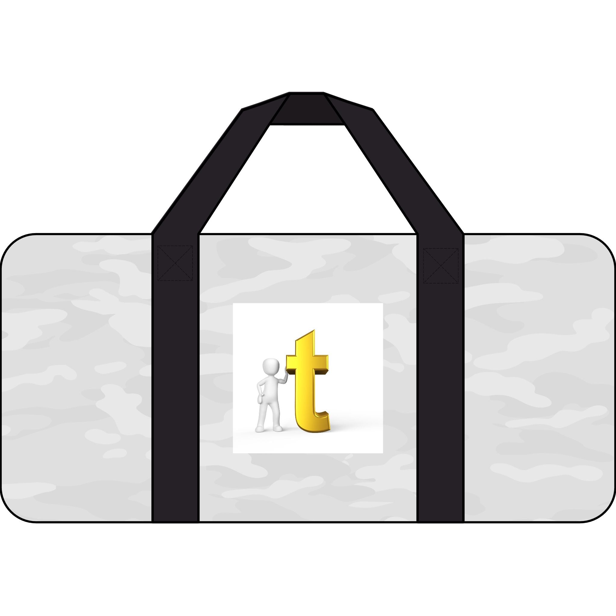 Gold Letter T Logo Duffel Bag | Black Camo Travel Bag