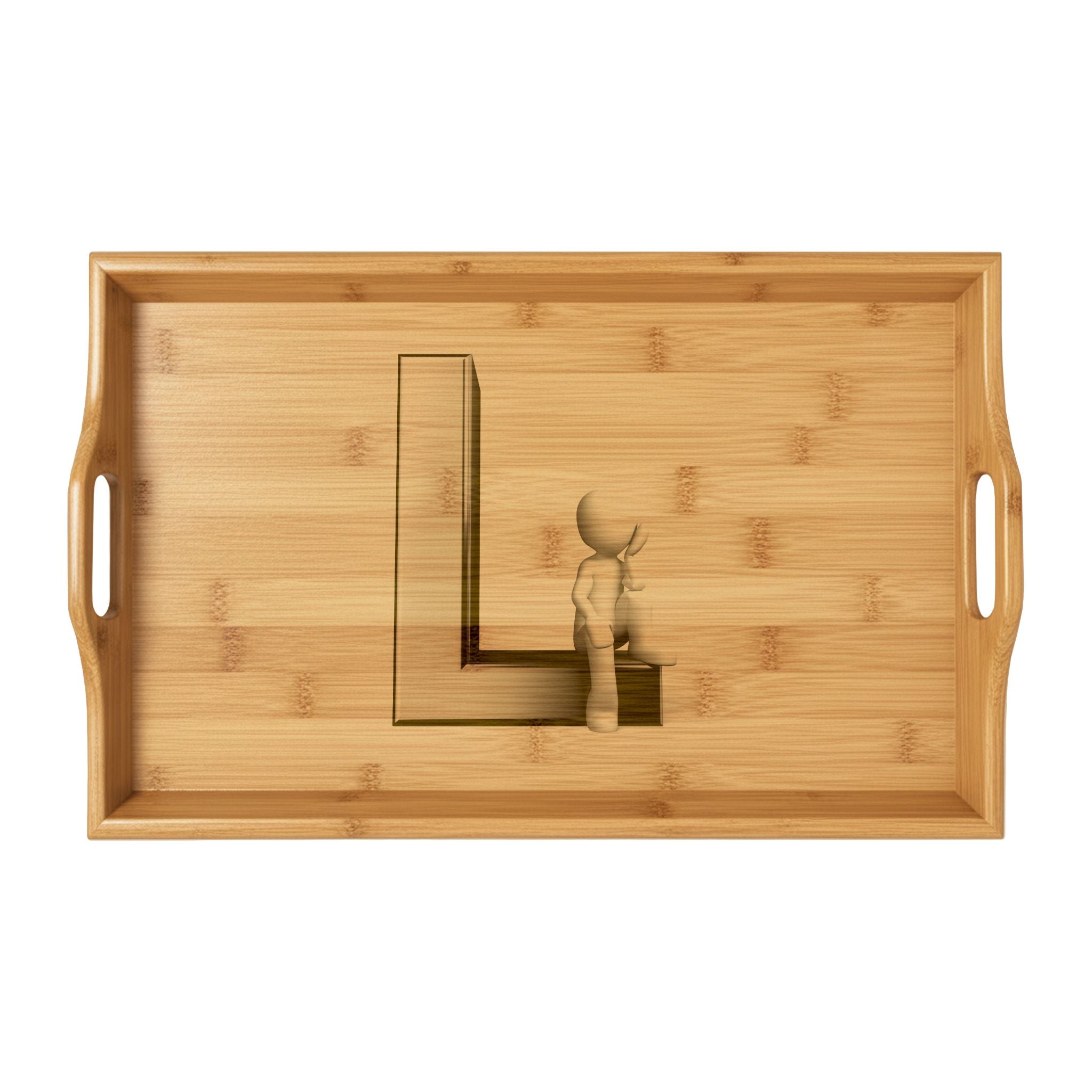 Initial L Monogram Bamboo Serving Tray | Engraved Letter L