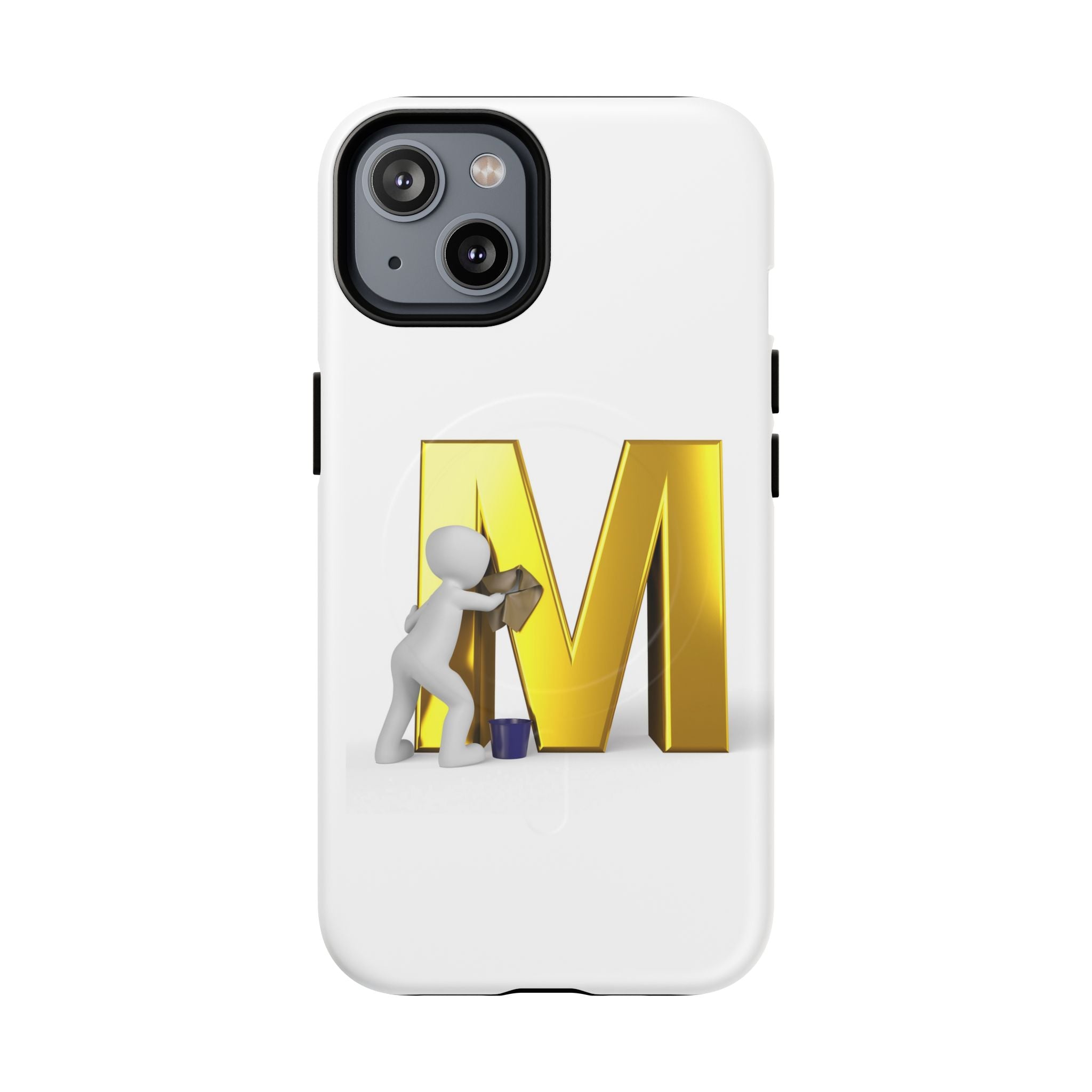 Coque de téléphone aimantée et robuste avec lettre M dorée | Coque magnétique résistante