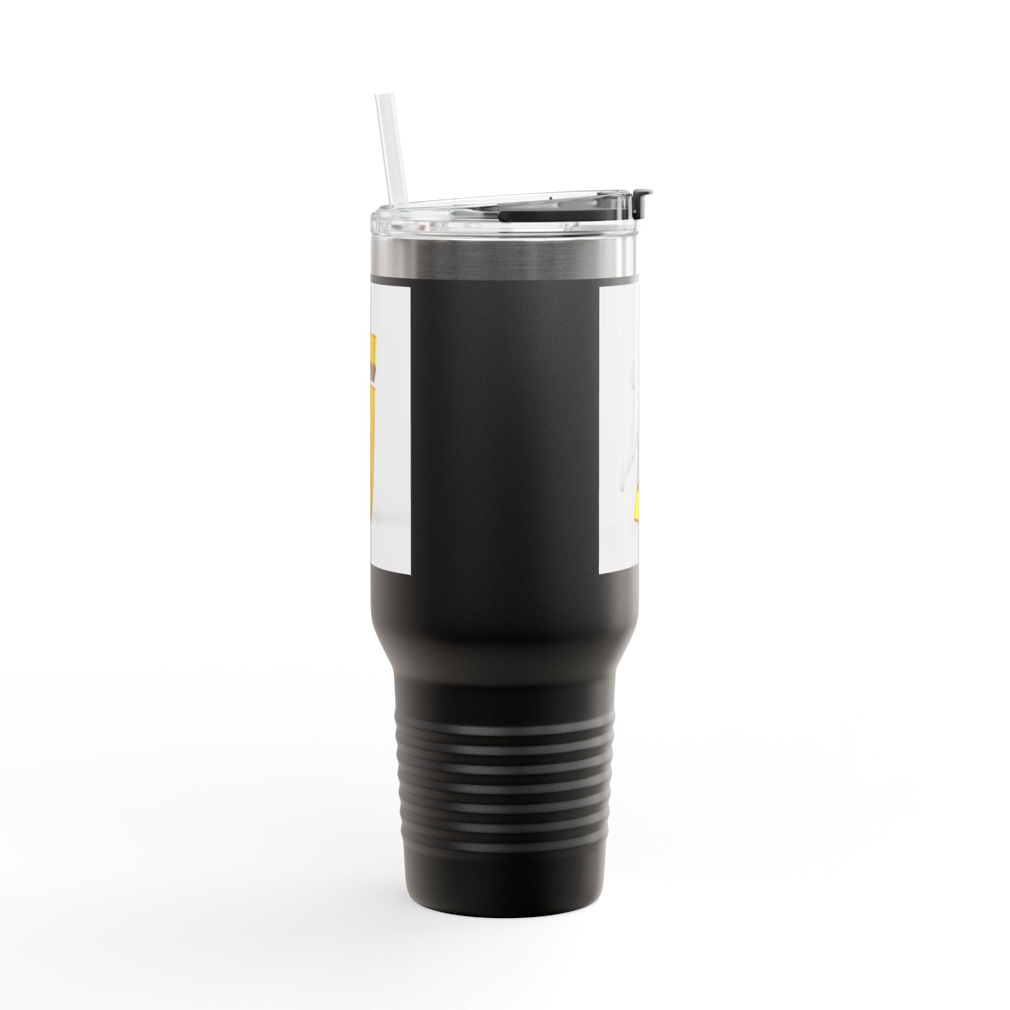 Mug de voyage avec bonhomme allumette 3D poussant la lettre J | Tumbler isotherme 40 oz