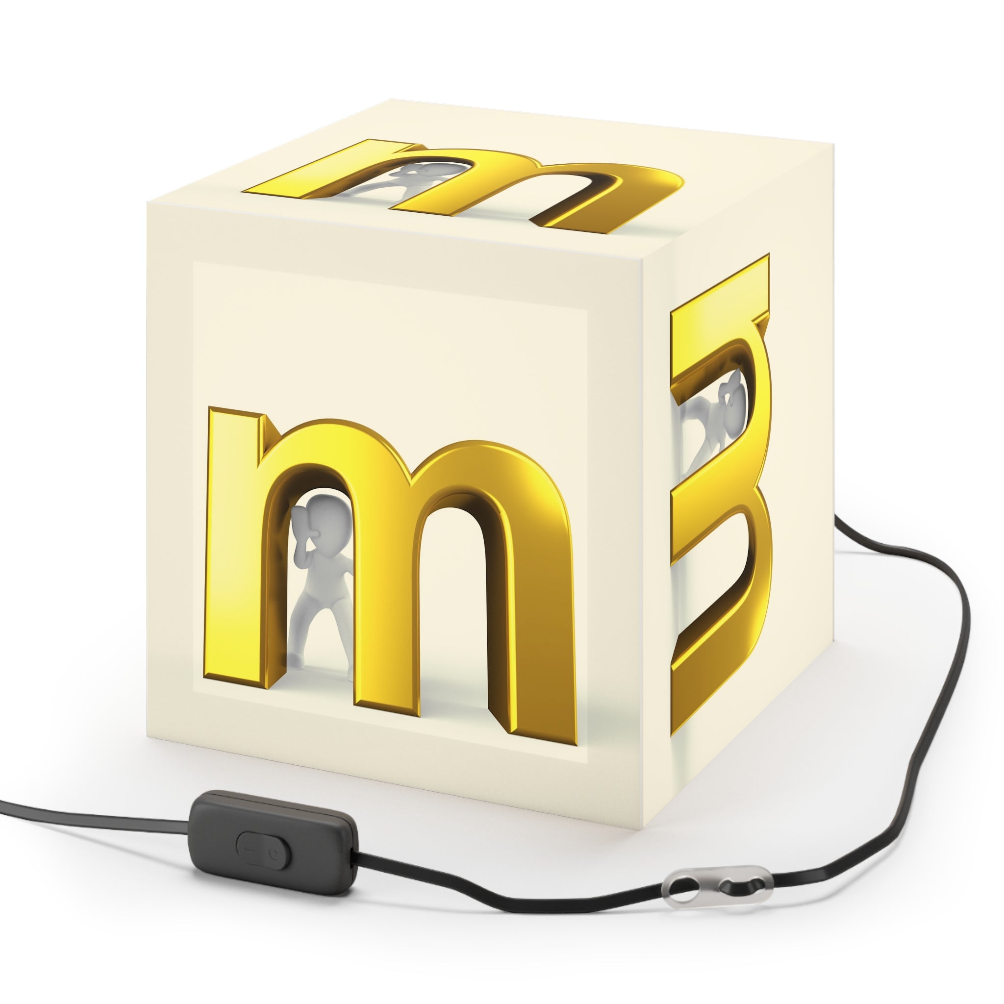 Gold Letter M Light Cube Lamp | Monogram Night Light, Modern Alphabet Decor