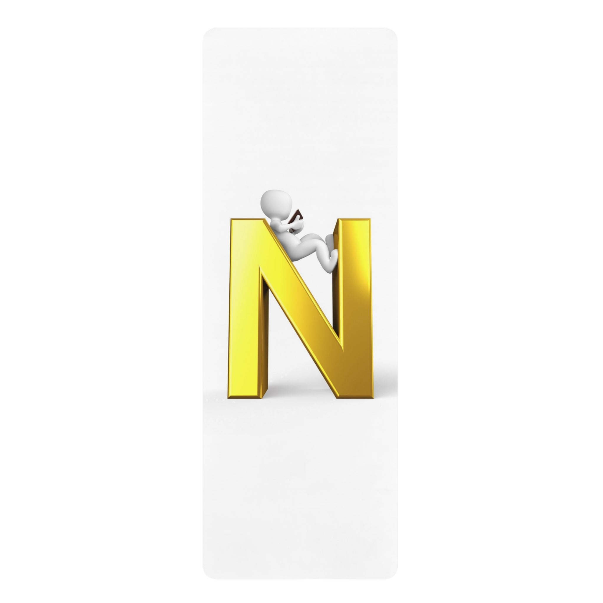 Gold Letter N with 3D Figure Rubber Yoga Mat | Initial Monogram Fitness Mat