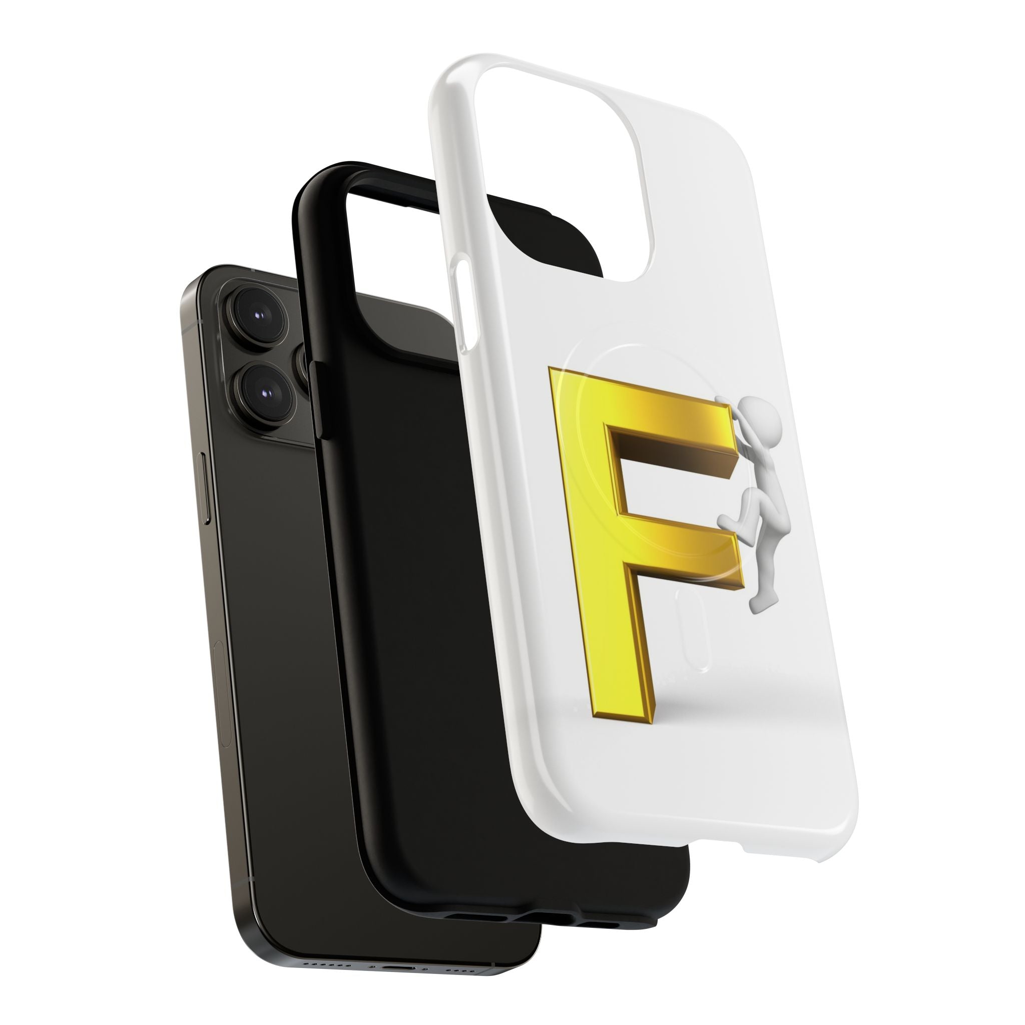 3D Gold Letter F Climber Phone Case | Magnetic Tough Case