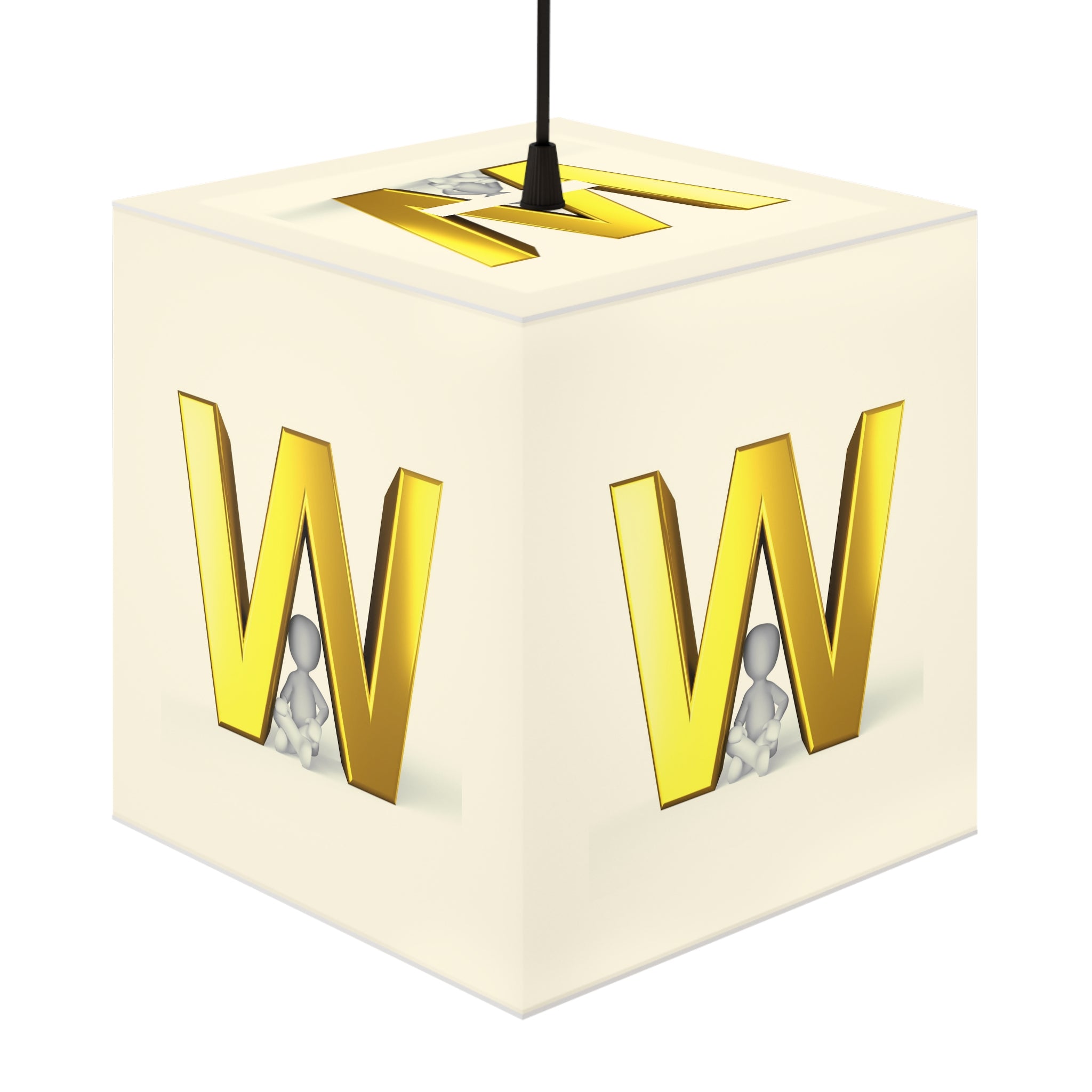 Gold Letter W Light Cube Lamp | Monogram Initial Nightlight