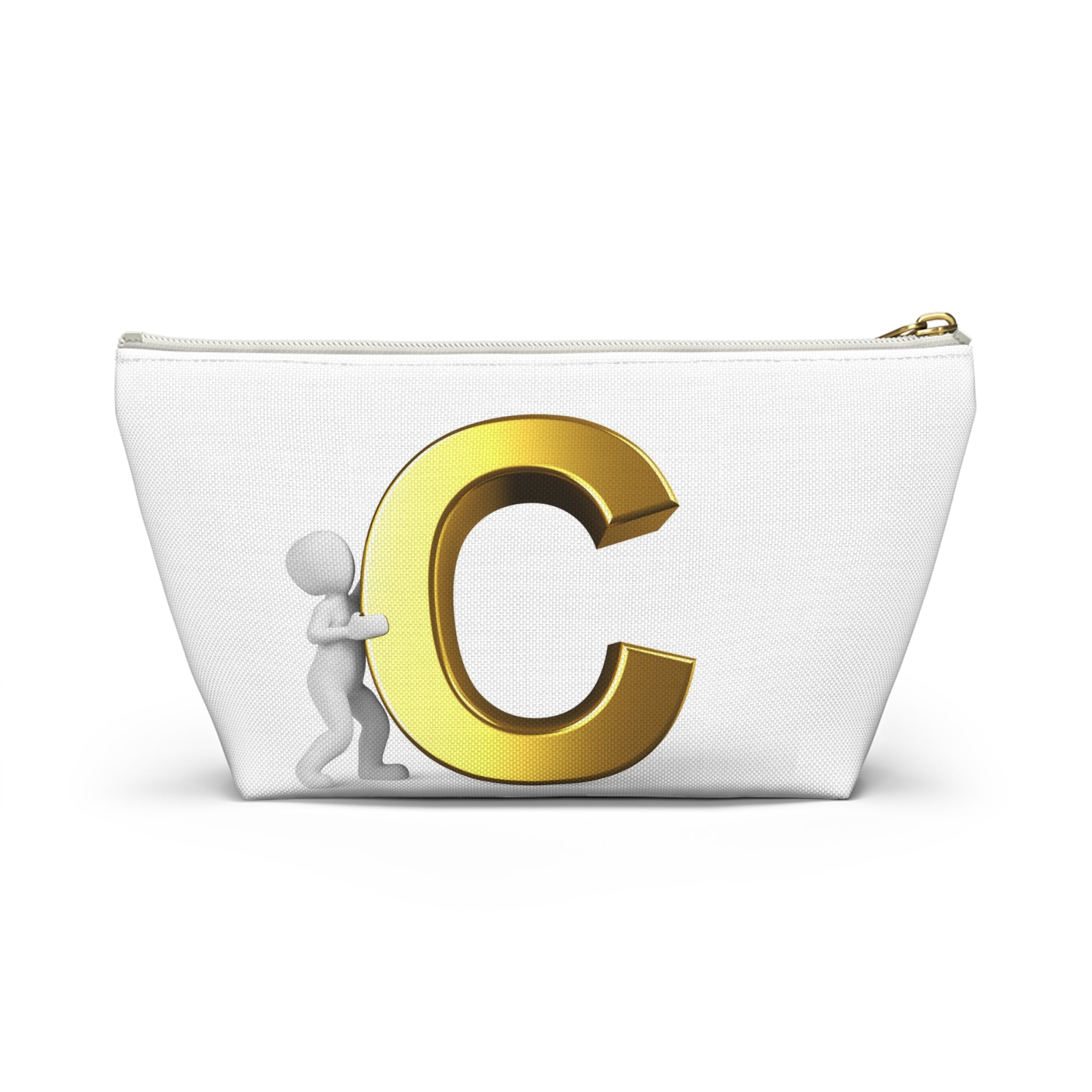 Gold Letter C Monogram Accessory Pouch | Initial Cosmetic Bag