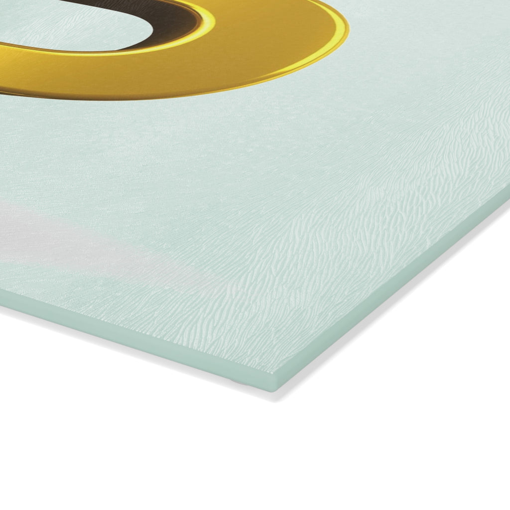Gold Letter P with Relaxing Figure Glass Cutting Board | Monogram Kitchen Décor