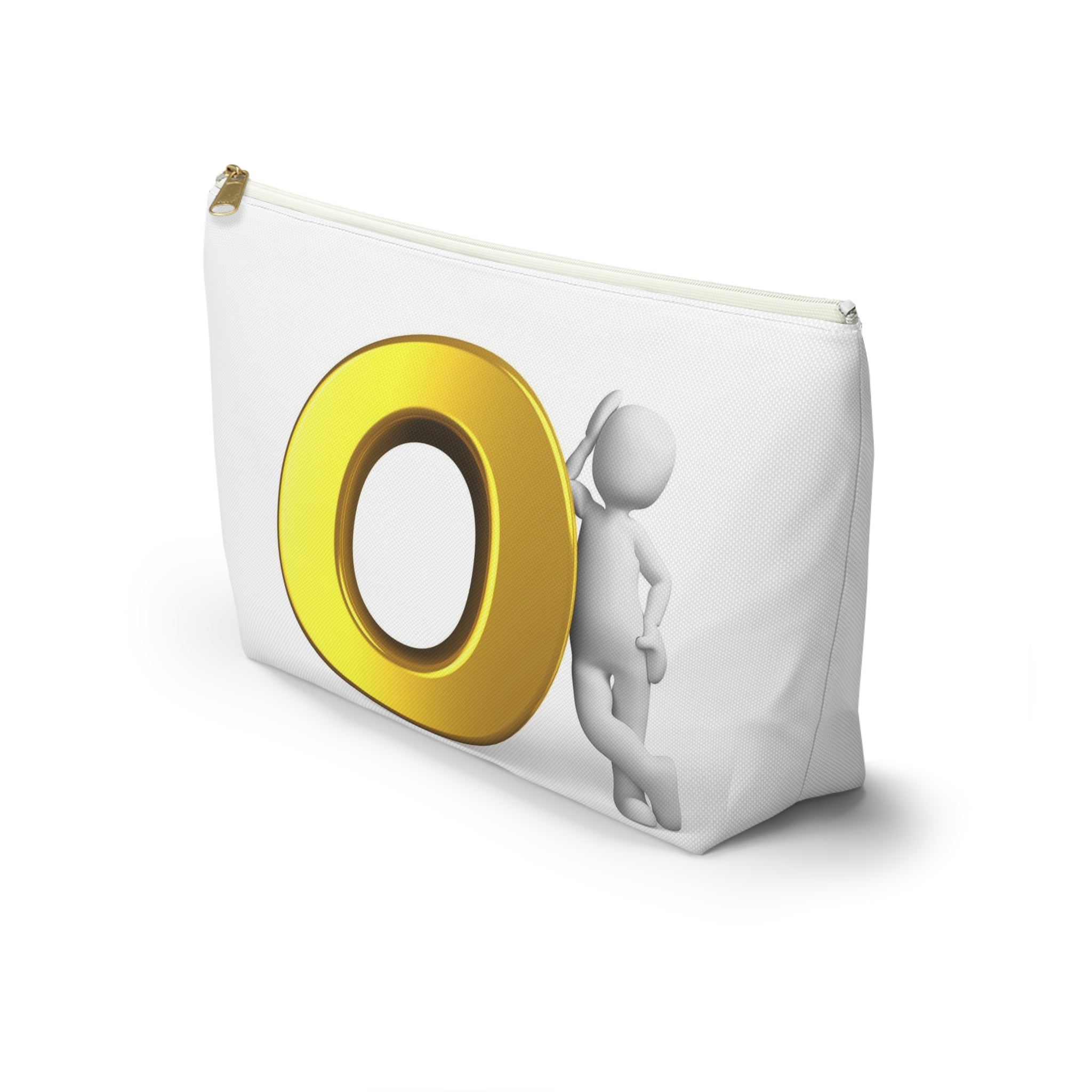 Gold Letter O Accessory Pouch | T-Bottom Cosmetic Bag