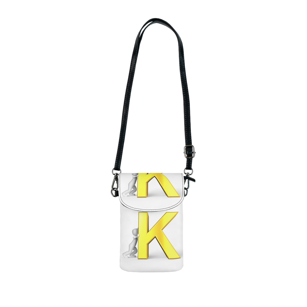 Yellow Letter K Cell Phone Wallet | Small Crossbody Phone Pouch