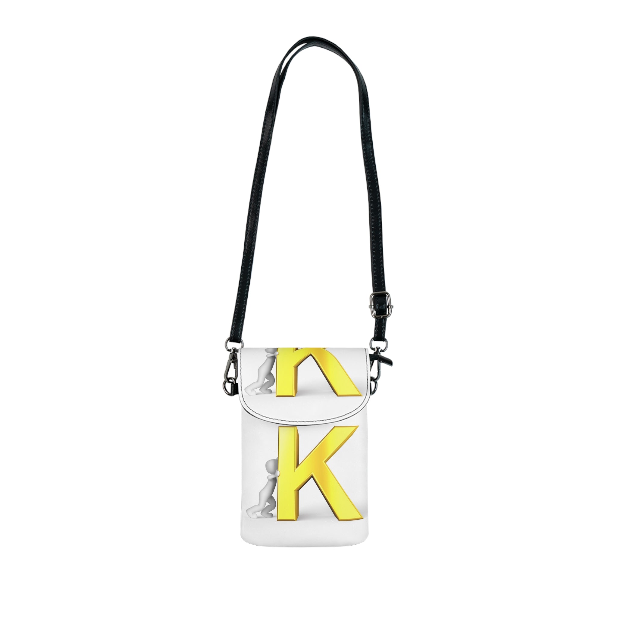 Yellow Letter K Cell Phone Wallet | Small Crossbody Phone Pouch
