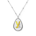 Personalized Oval Initial Necklace — Monogram Y Teardrop Pendant