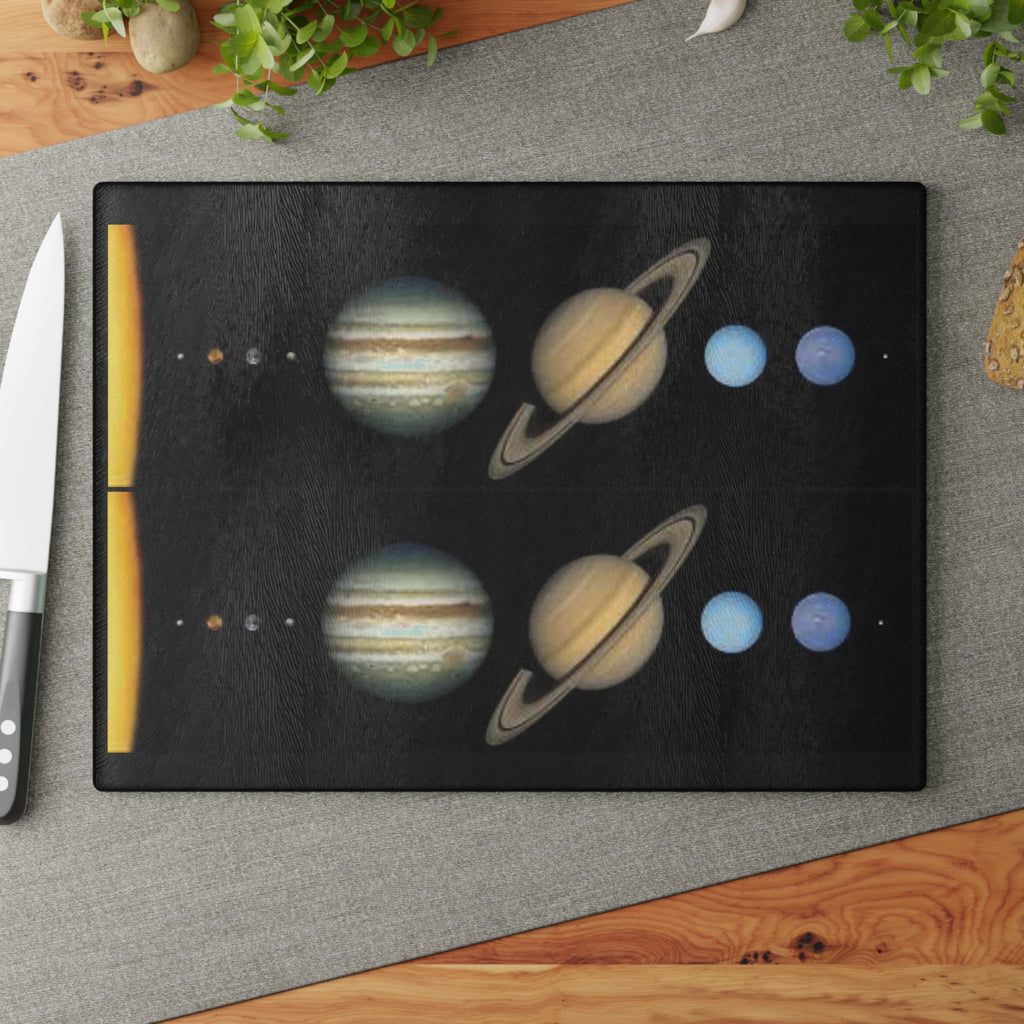 Solar System Planets Glass Cutting Board | Planetary Kitchen Decor