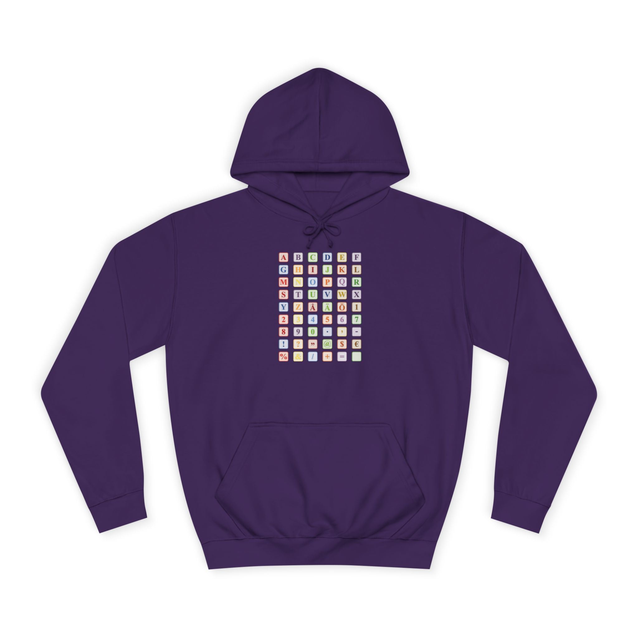 Sweat à capuche Blocs Alphabet | Grille de lettres colorées, imprimé dos et devant