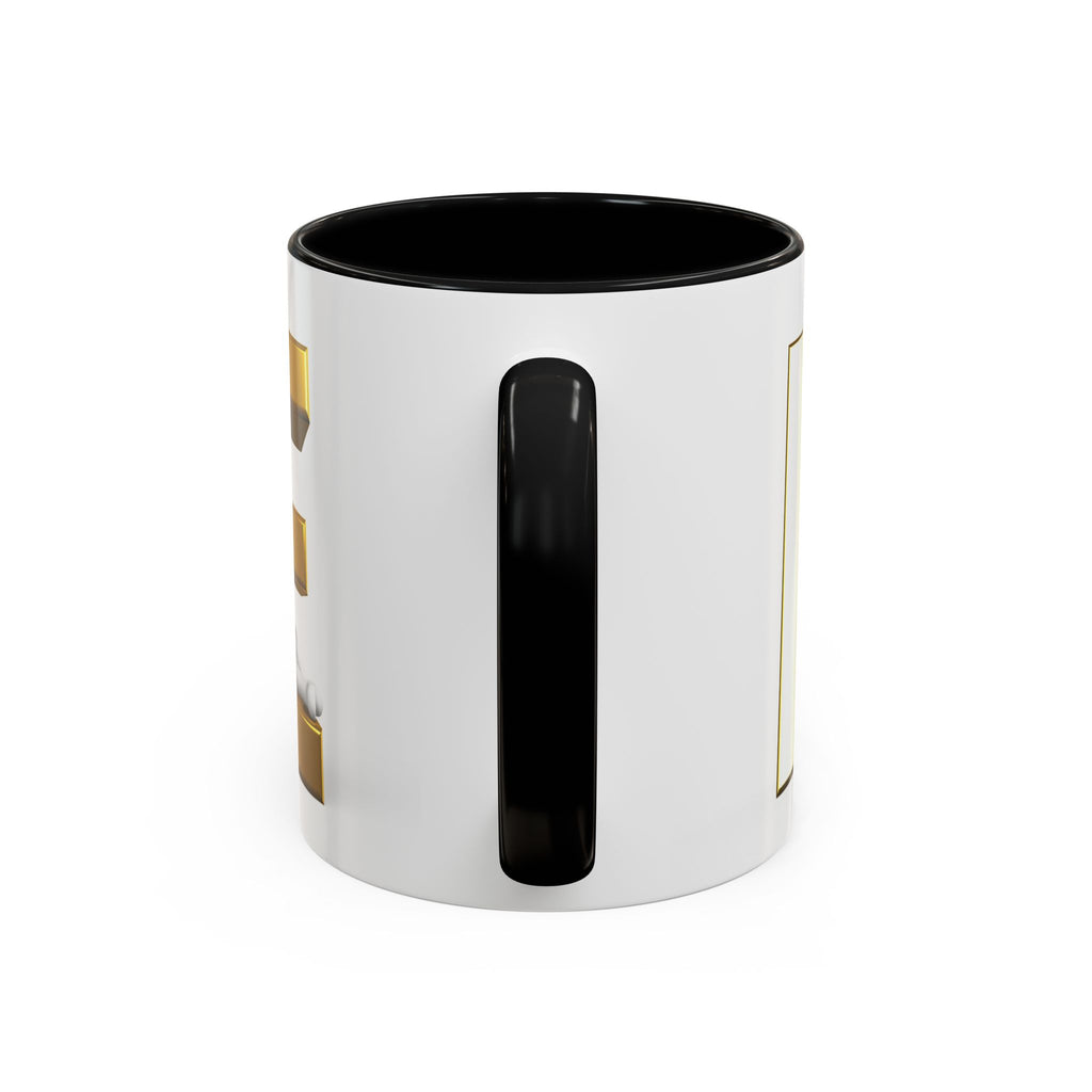 Gold 3D Buchstaben E Tasse | Akzent-Kaffeetasse