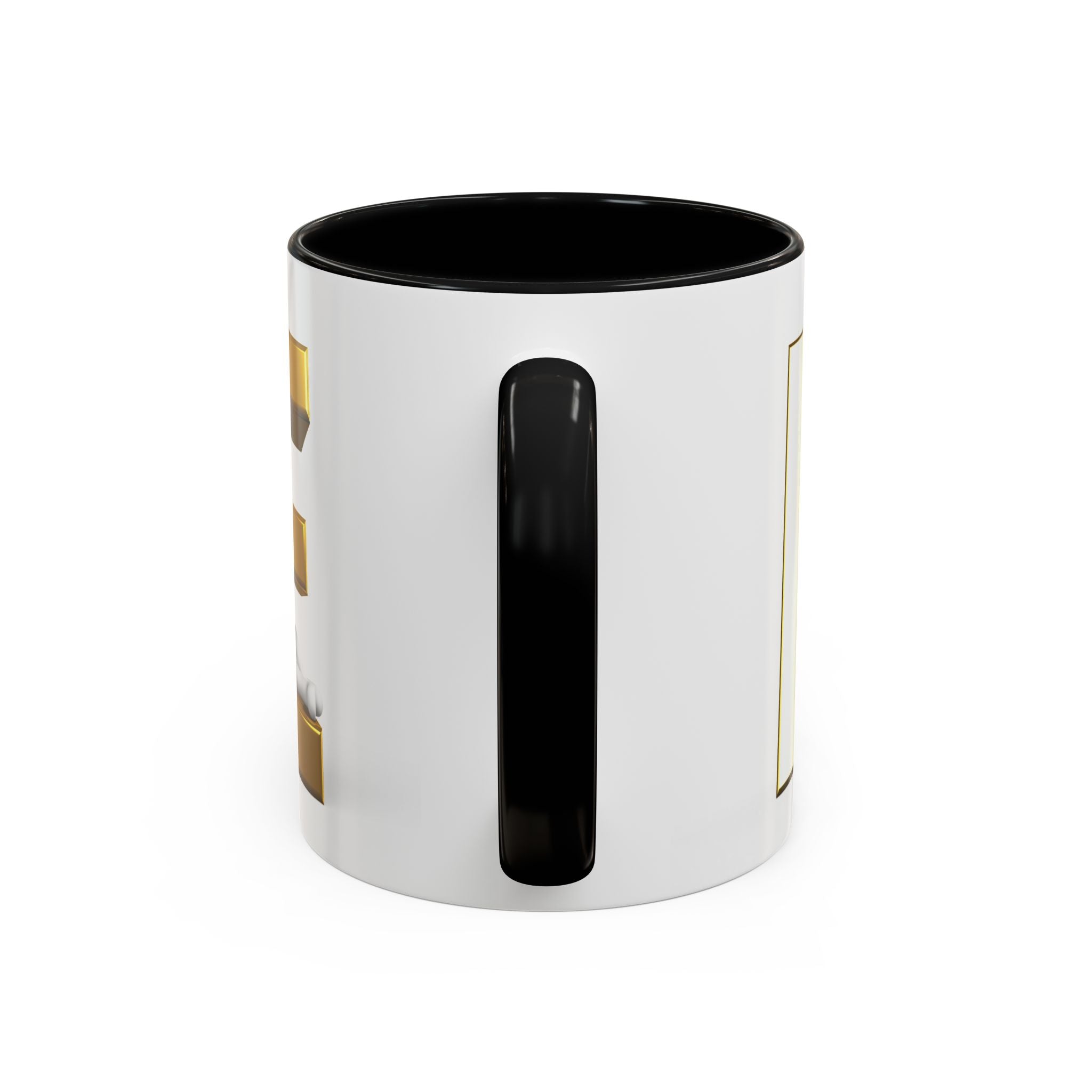 Gold 3D Buchstaben E Tasse | Akzent-Kaffeetasse