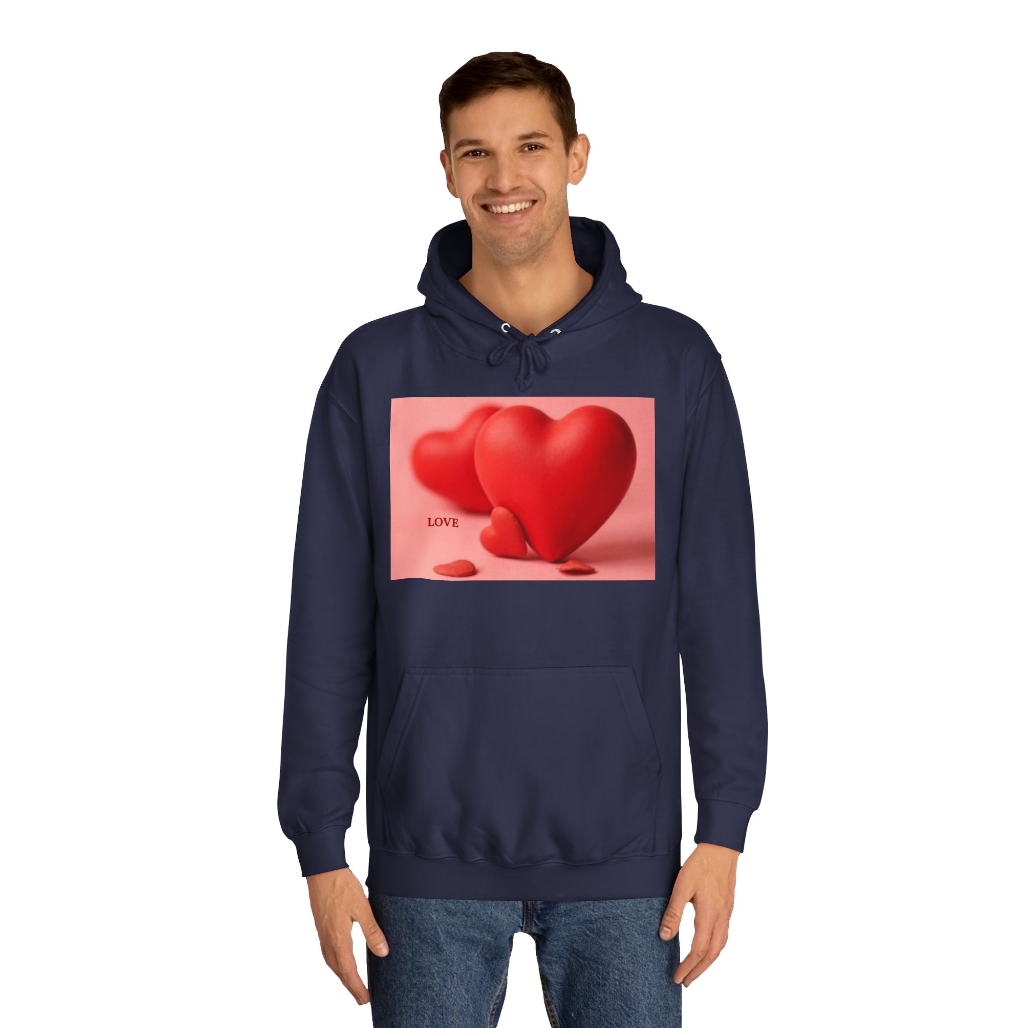 Cute 3D Heart Illustration Hoodie | Love Graphic Pullover