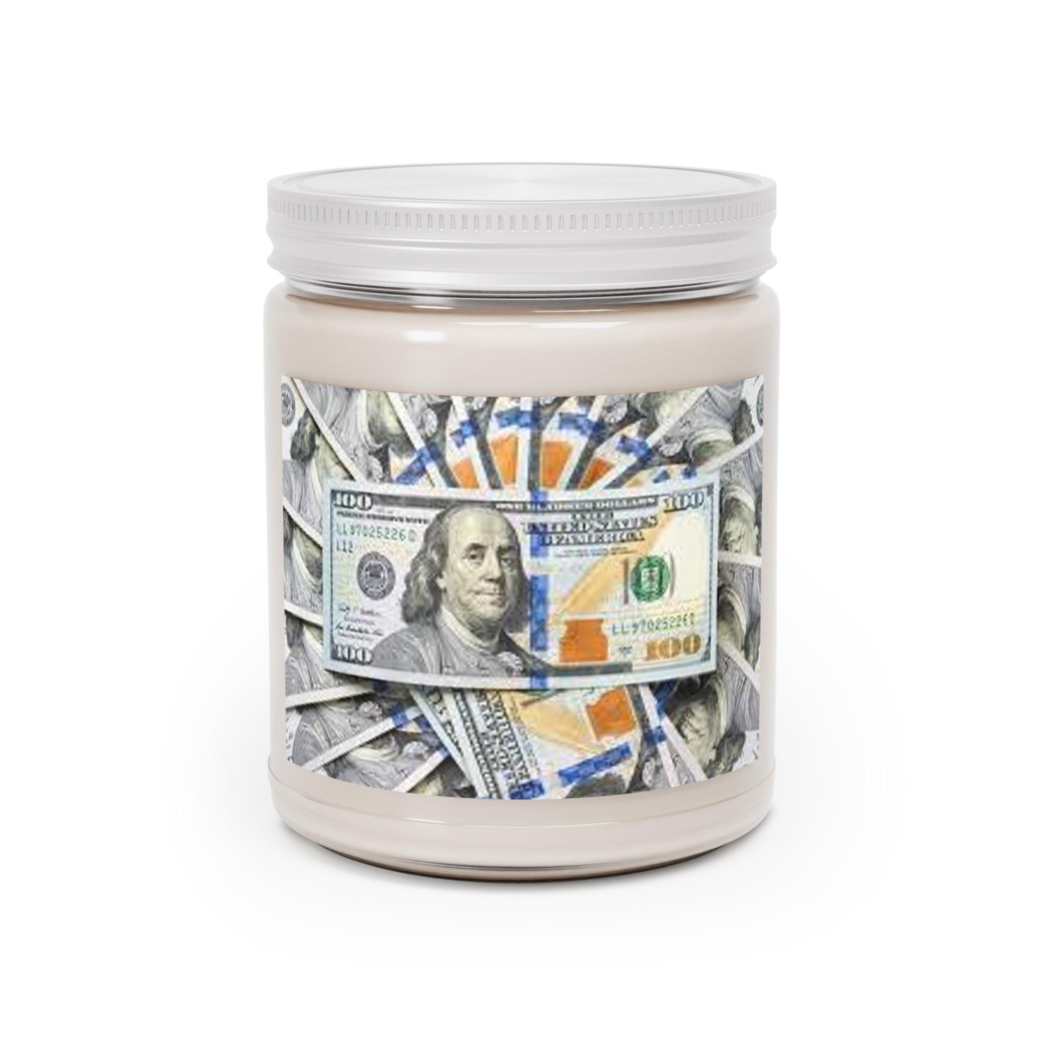 Money Stack Candle jar | Soy Candle 9oz with White Lid