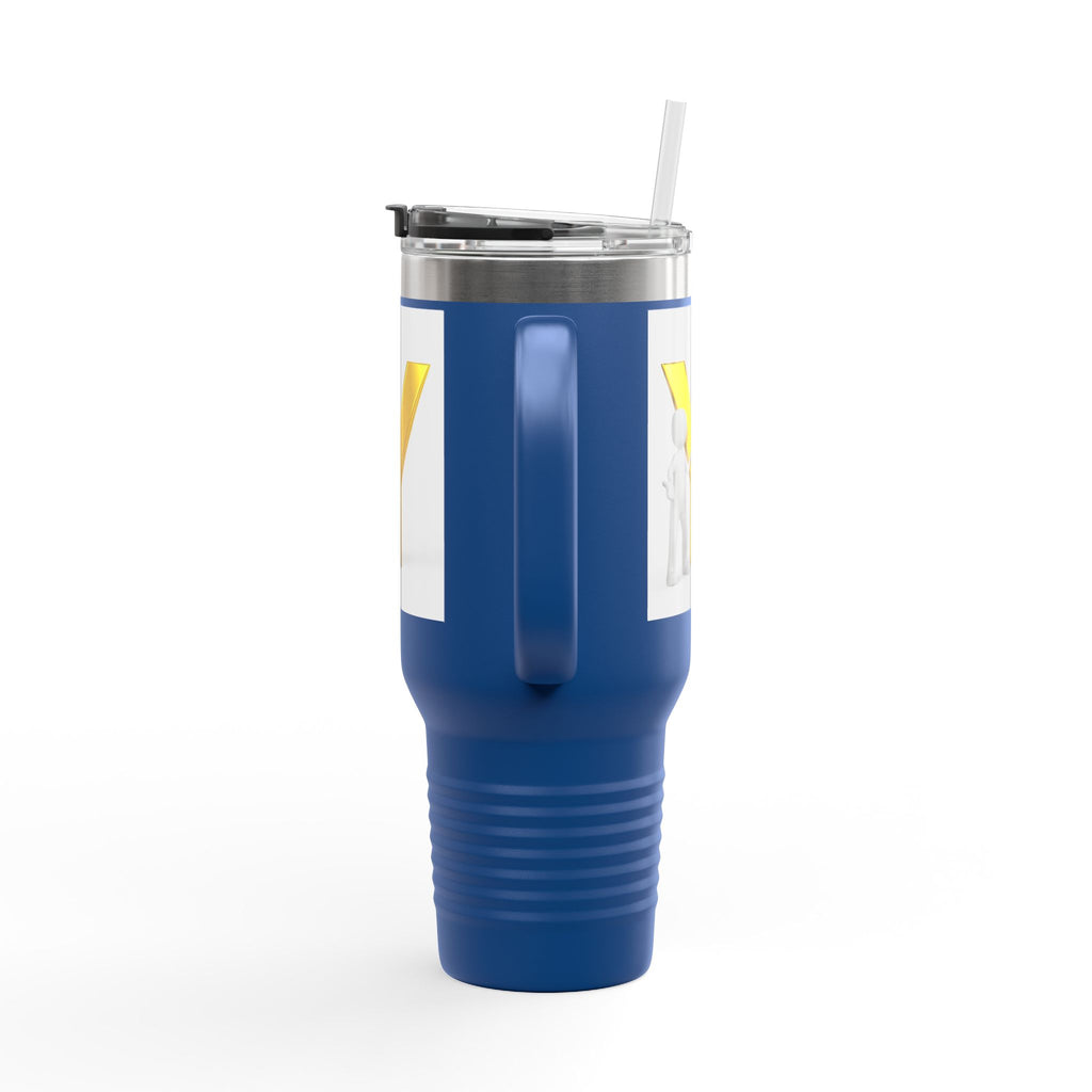 Yellow 3D Letter Y with Figure Travel Mug