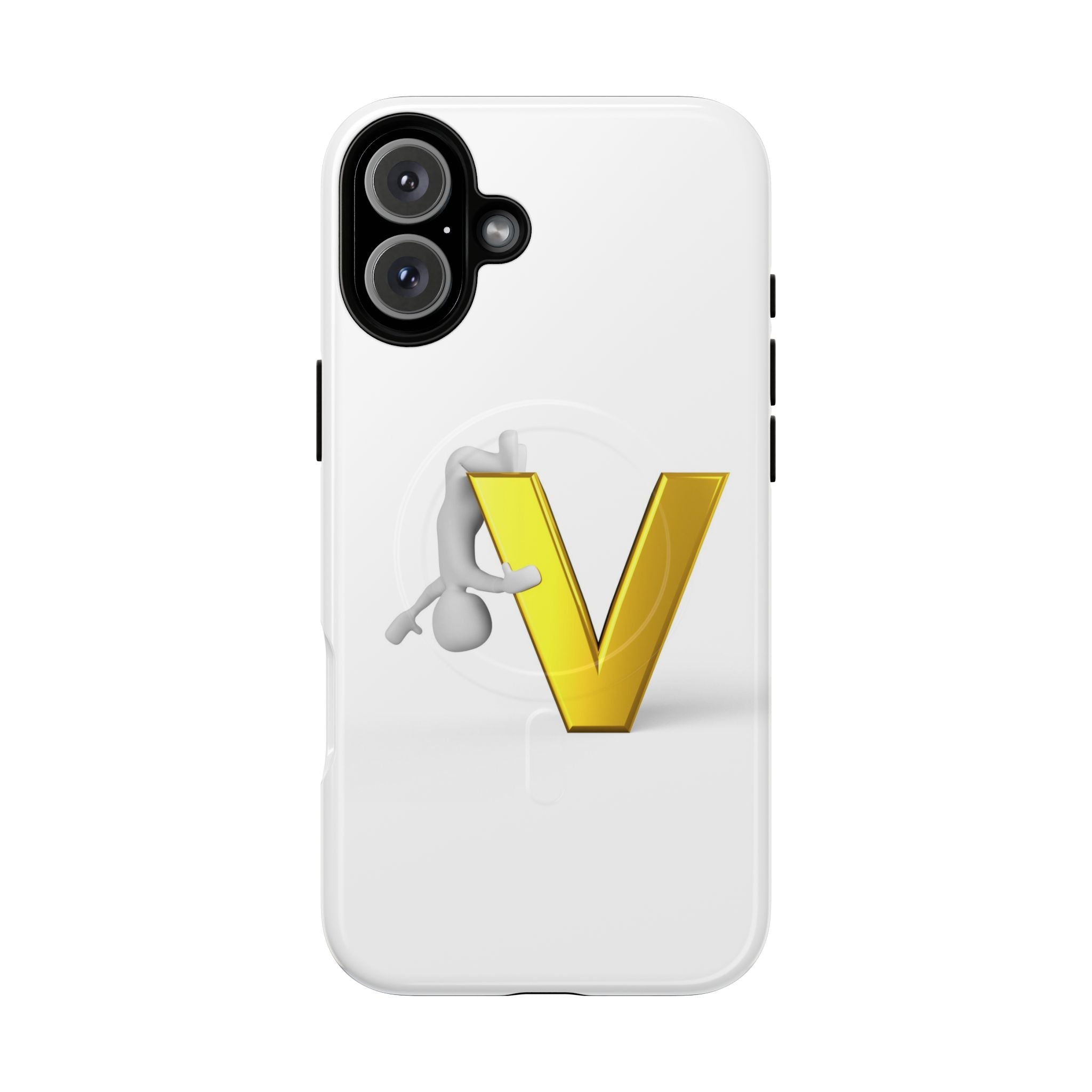 Coque de téléphone aimantée résistante 3D lettre V jaune | Coque iPhone Monogramme V
