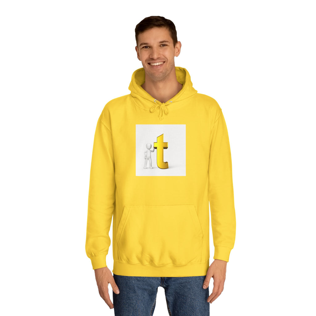3D Gold Letter T Hoodie | Minimal Letterman Initial Sweatshirt