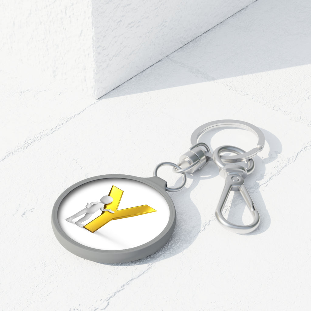 Gold Letter Y Monogram Keyring Tag | Initial Keychain