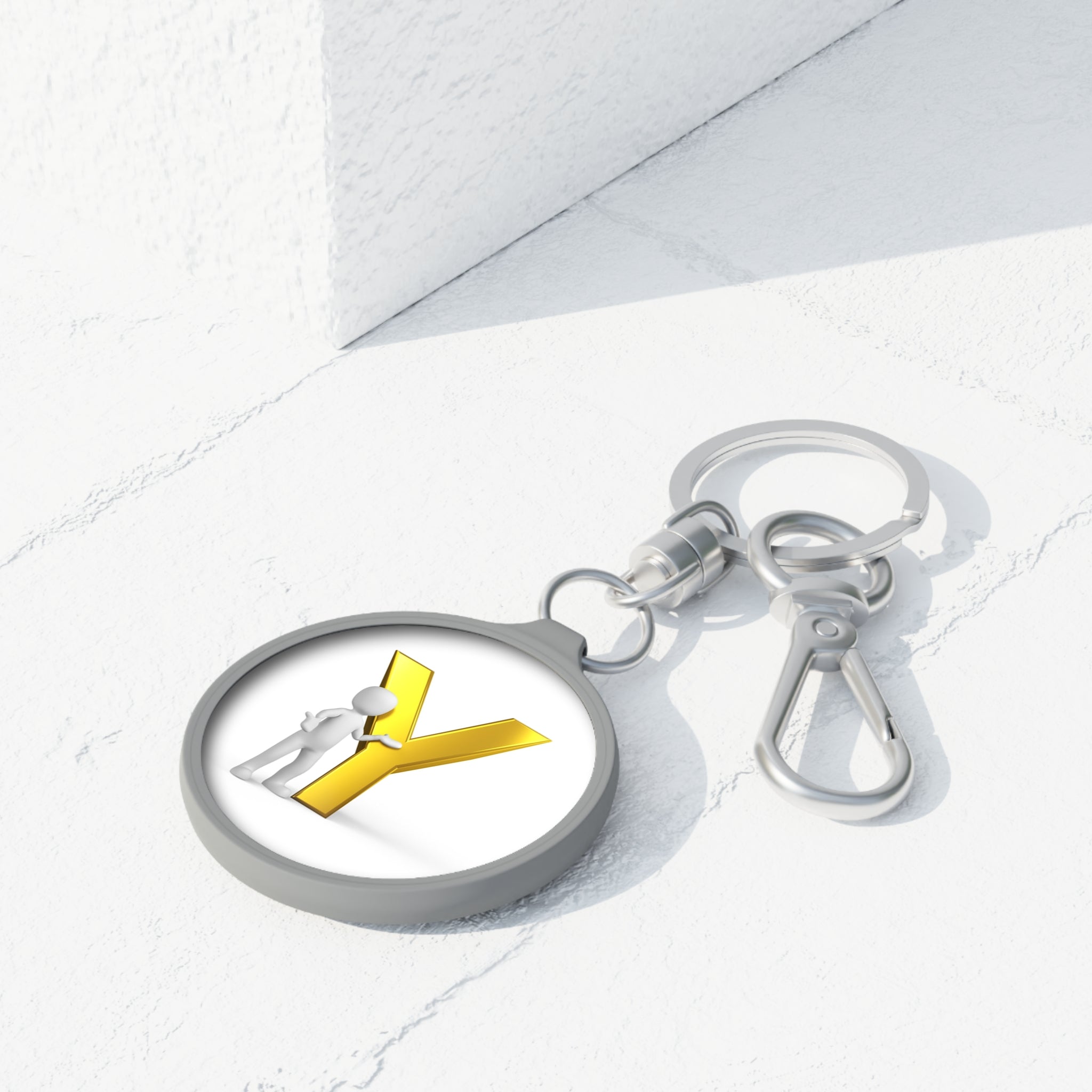 Gold Letter Y Monogram Keyring Tag | Initial Keychain