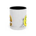3D Stick Figure Pushing Gold Letter e Accent Coffee Mug | Black Handle, Interior