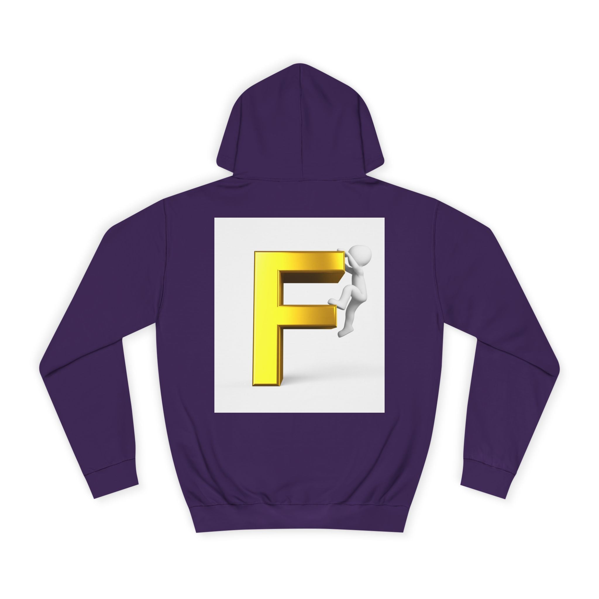 3D Gold Letter F Hoodie | Climbing Figurine Letterman Style