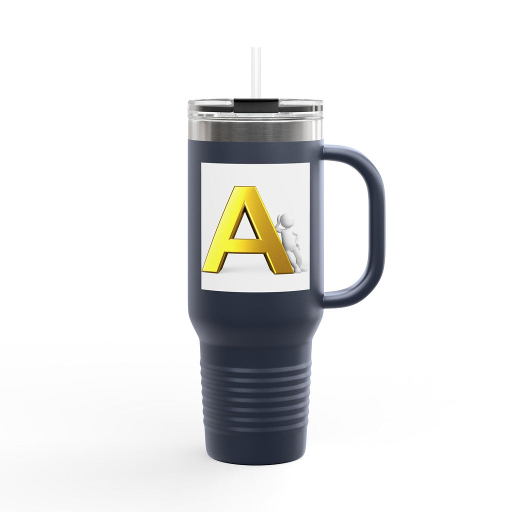 Yellow 3D Letter A Initial Travel Mug | 40oz Insulated Tumbler