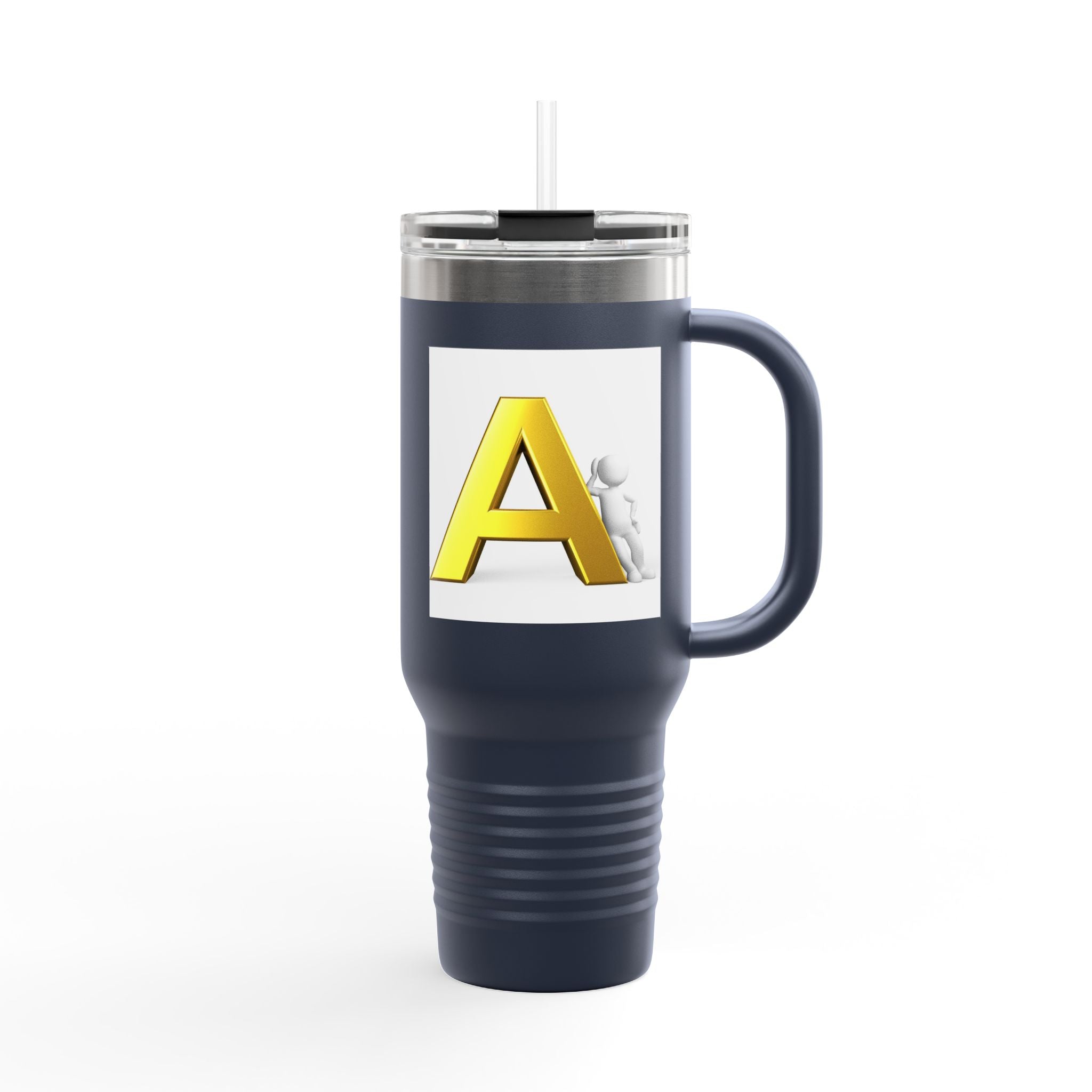 Yellow 3D Letter A Initial Travel Mug | 40oz Insulated Tumbler