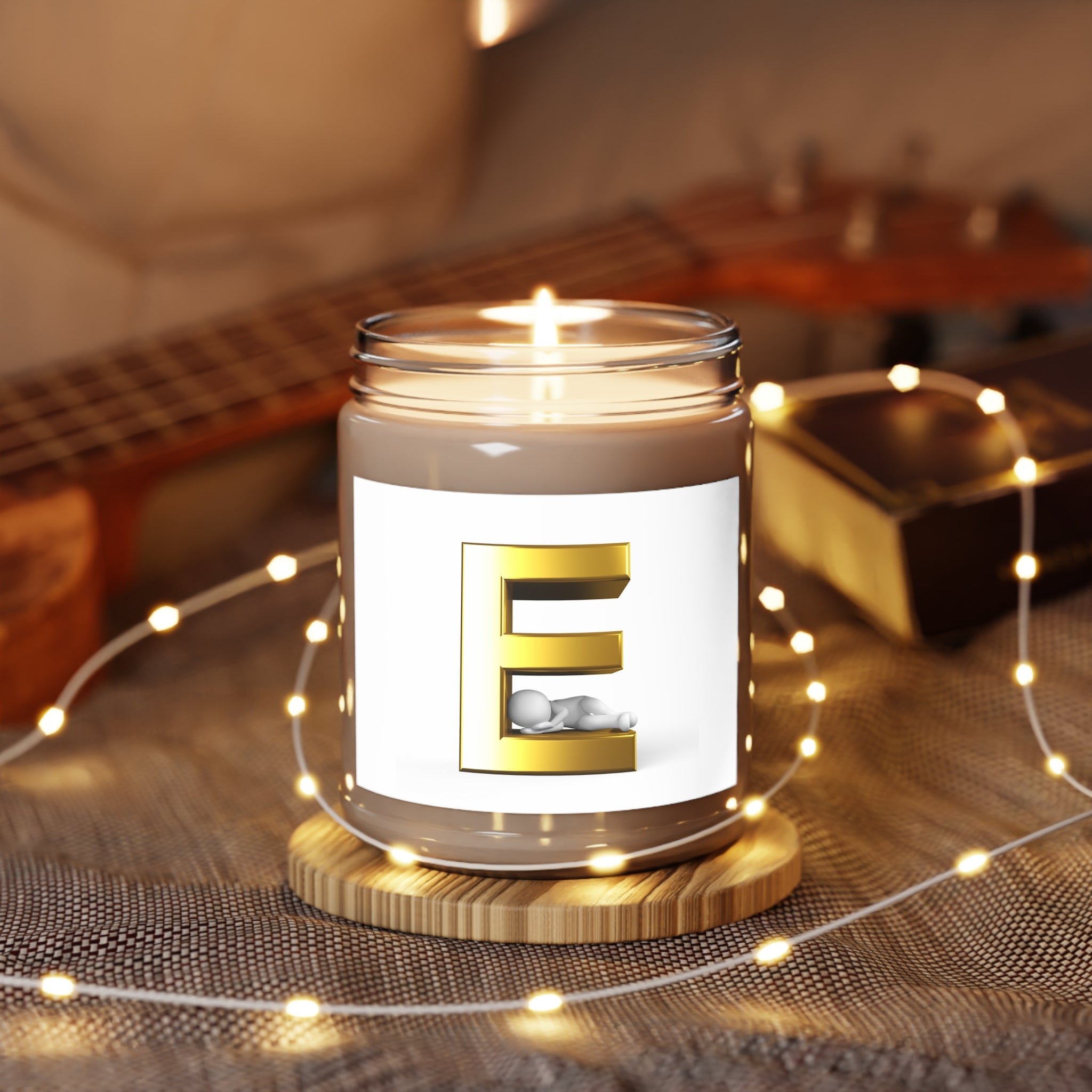 Gold Letter E Monogram Candle 9oz Soy Candle