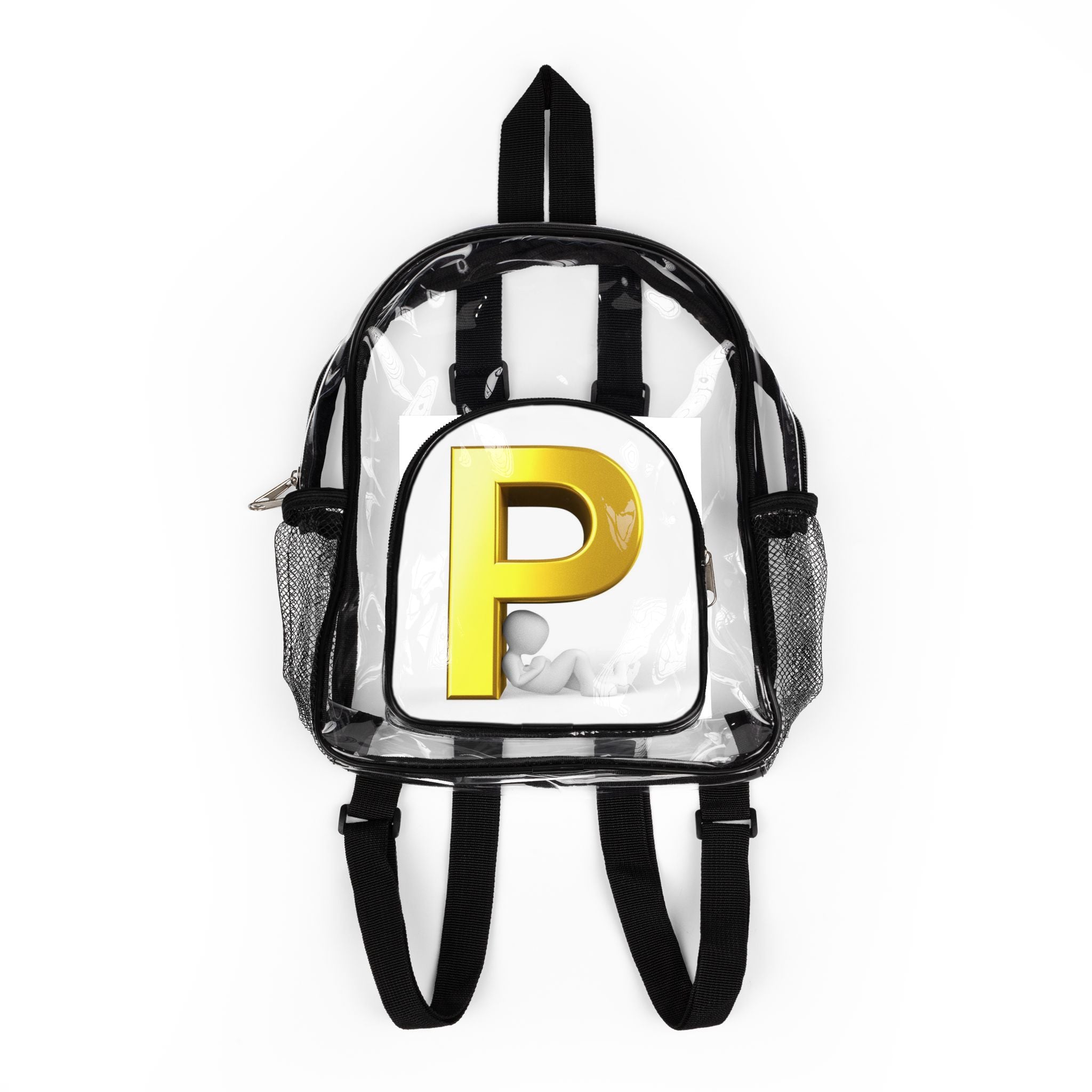 Gold Letter P Clear Stadium Backpack | Transparent School Bag