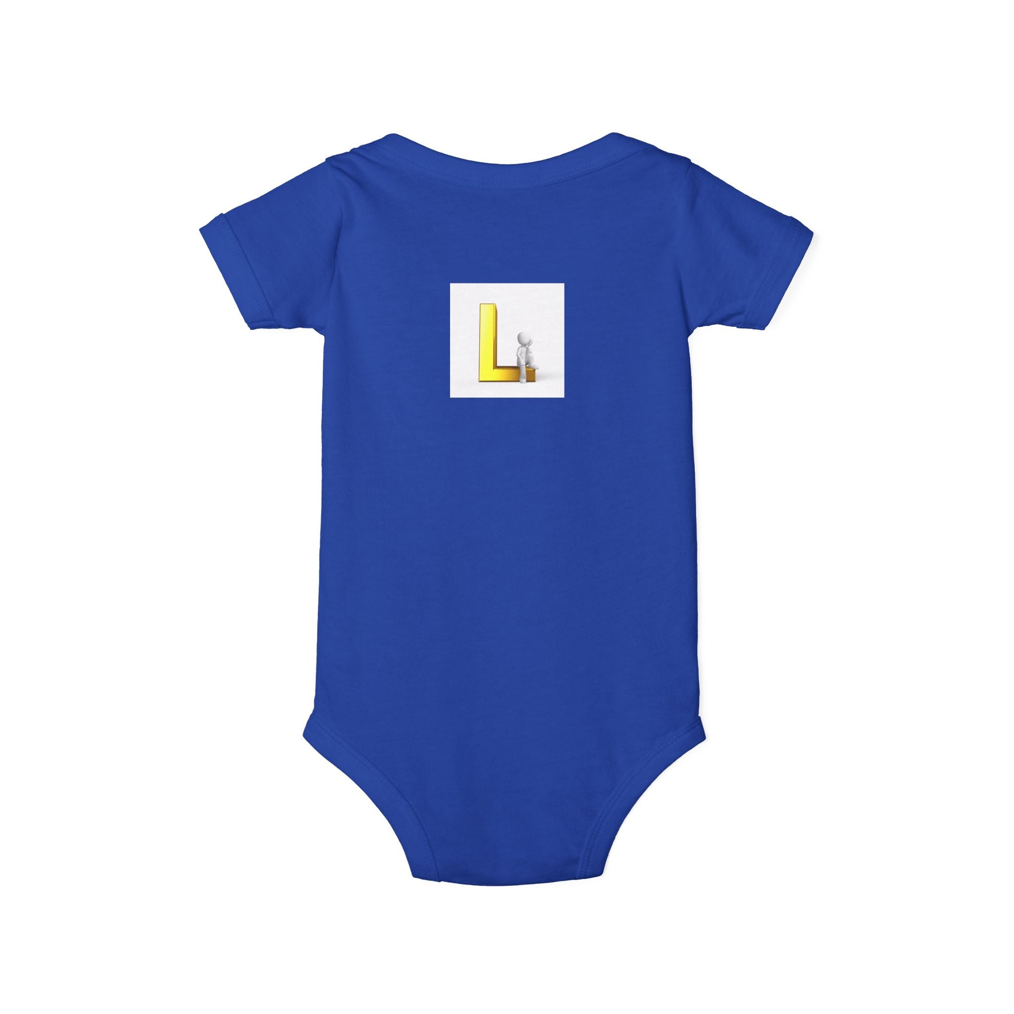 Yellow Block Letter L with Little Lamb Infant Onesie