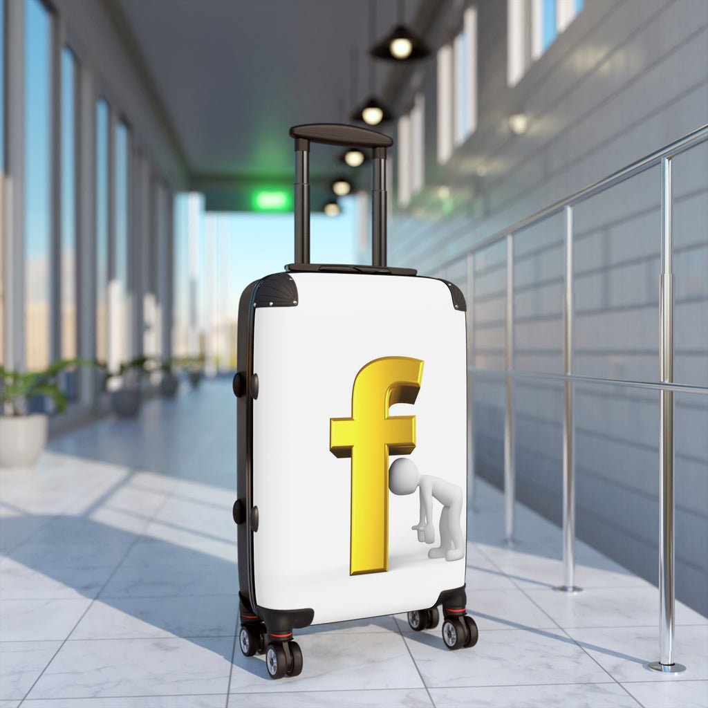 Golden F Letter Humor suitcase | Luggage with 3D letter graphic