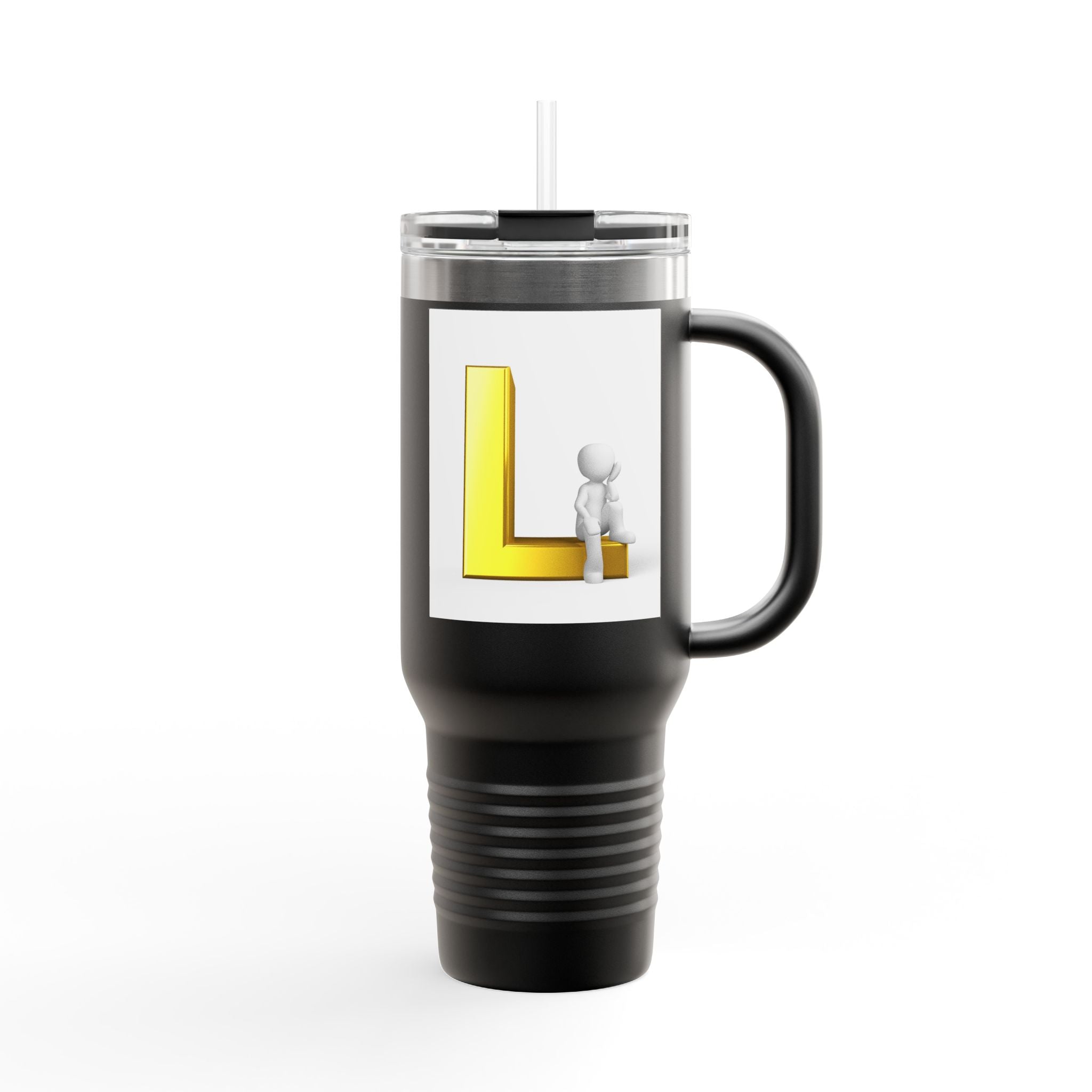 Gold Letter L Monogram Travel Mug | 40oz Insulated Tumbler