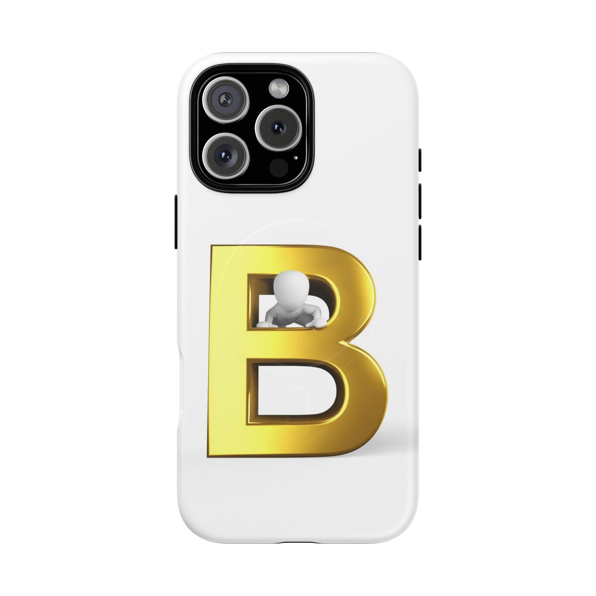 Coque de téléphone 3D Lettre B dorée | Coque magnétique résistante