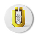 Gold Letter Ü with Figurine Ceramic Coaster | 3D Letter U Drink Mat