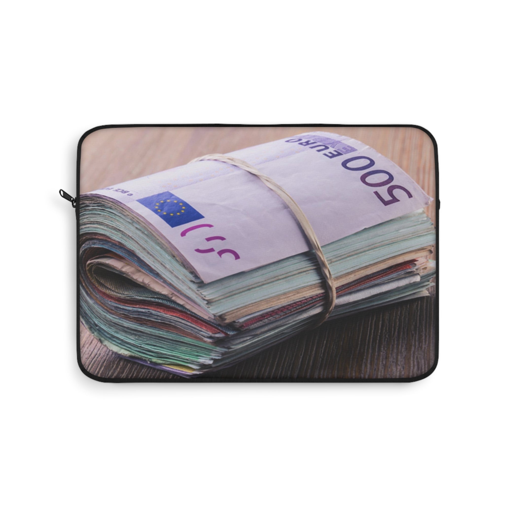 Stack of Euro Banknotes Laptop Sleeve | Money Print, Currency Photography
