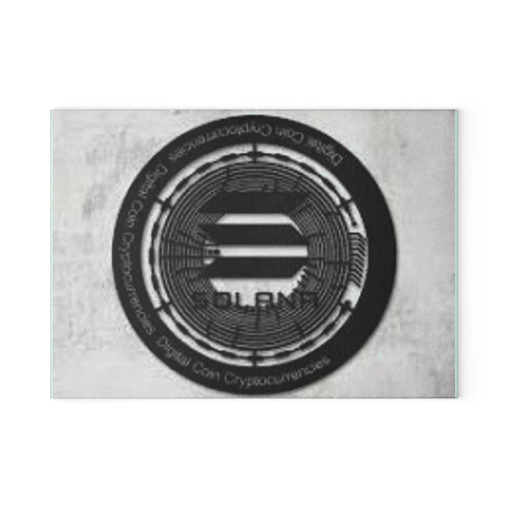 Solana Coin Logo Glass Cutting Board | Cryptocurrency Kitchen Decor