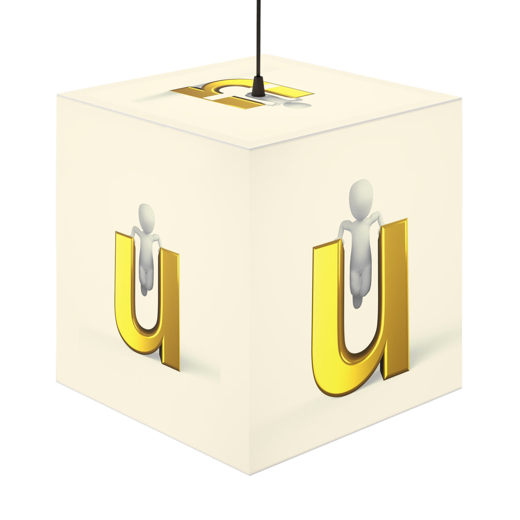 3D Gold Letter U Light Cube Lamp | Monogram Initial Pendant Light