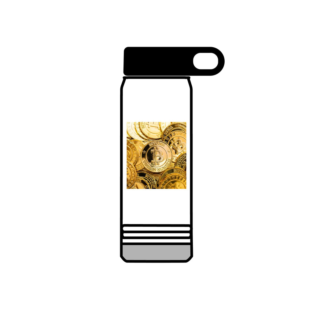 Gold Bitcoin Coin Pattern Water Bottle | Crypto Cryptocurrency Design
