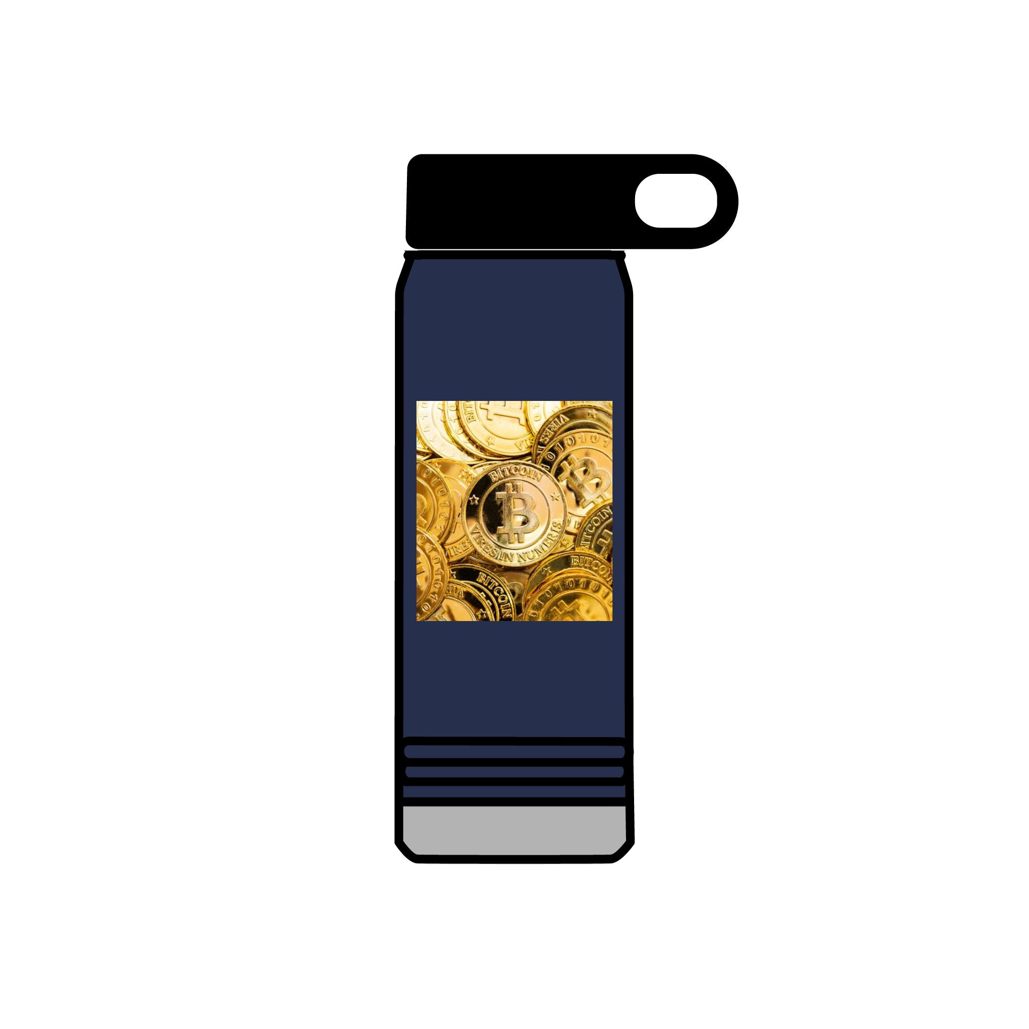 Gold Bitcoin Coin Pattern Water Bottle | Crypto Cryptocurrency Design