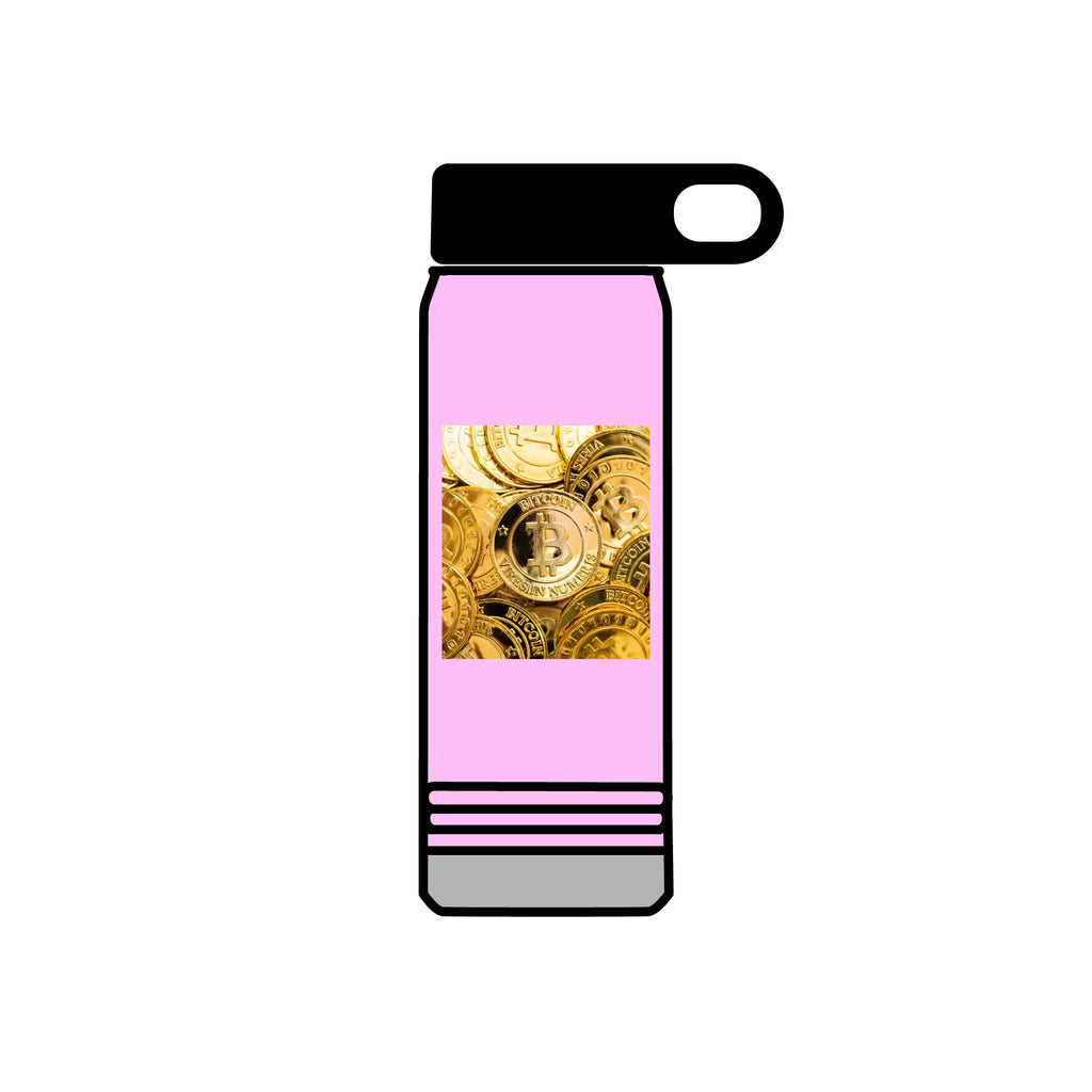Gold Bitcoin Coin Pattern Water Bottle | Crypto Cryptocurrency Design