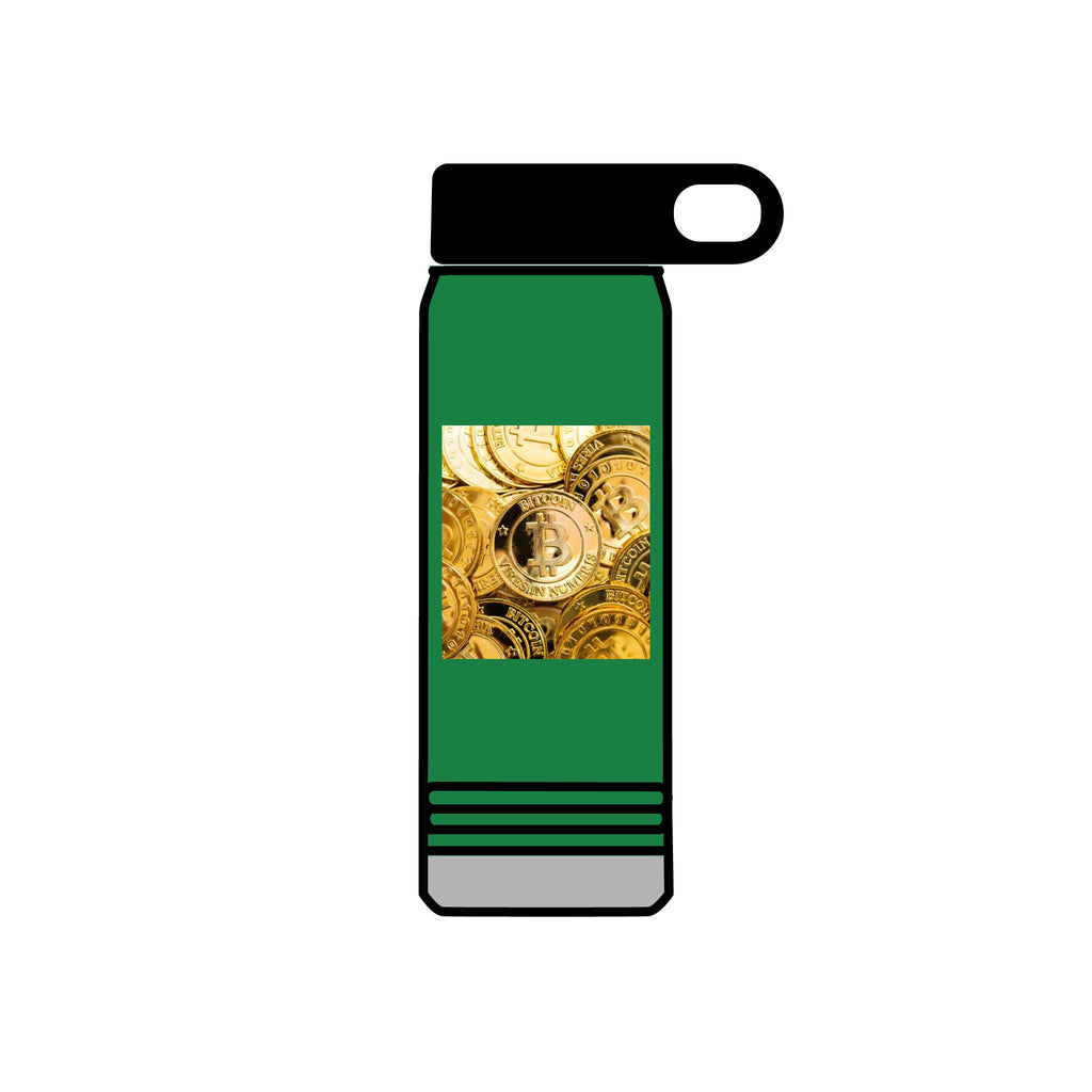 Gold Bitcoin Coin Pattern Water Bottle | Crypto Cryptocurrency Design